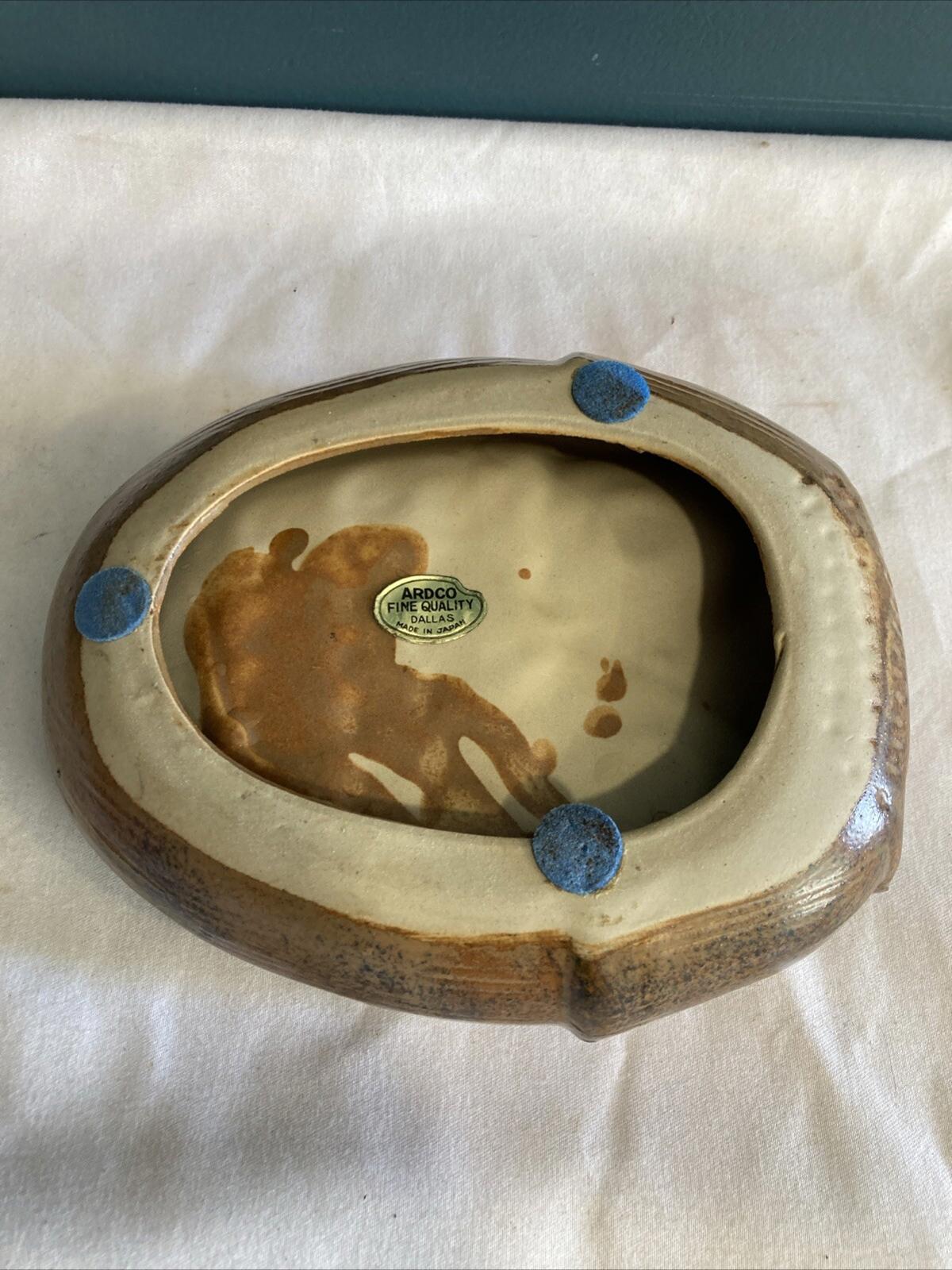Vintage Ardco Japan Dallas Ceramic Pottery Owl Trinket Tray Dish Bowl