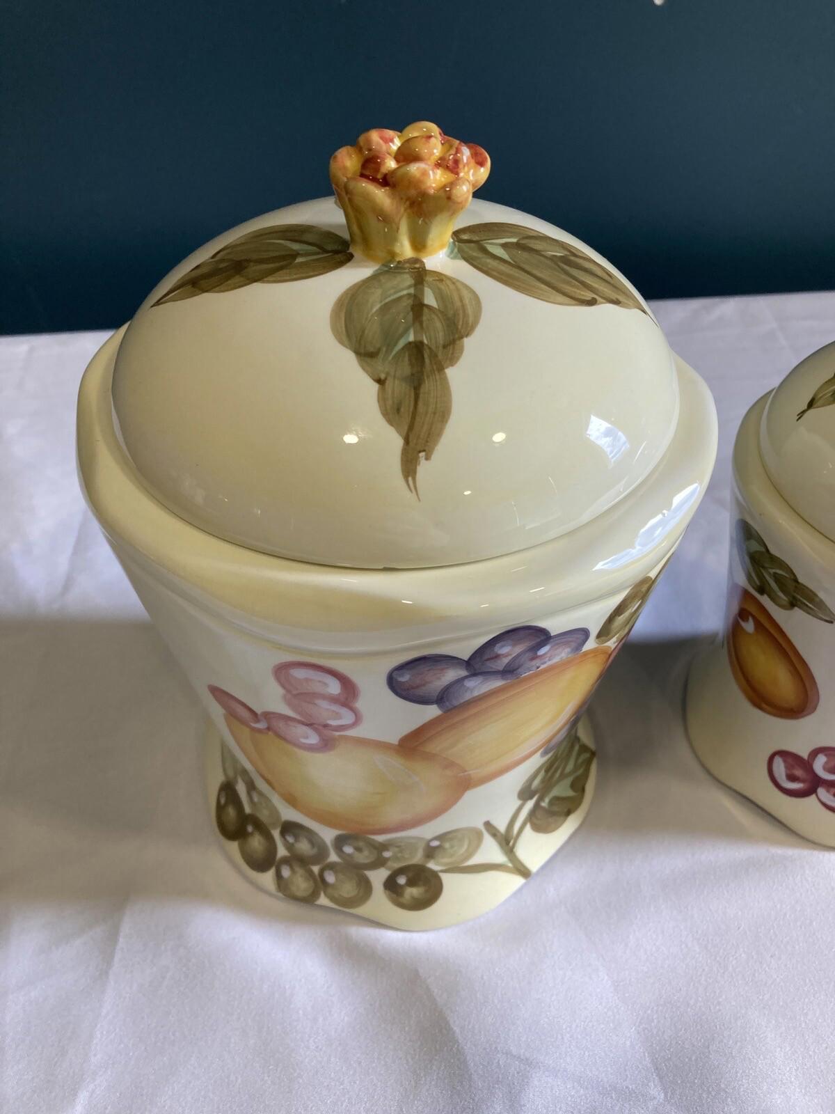 Vintage WCL Tuscan Fruit Canisters – Set of 2 Ceramic Kitchen Jars