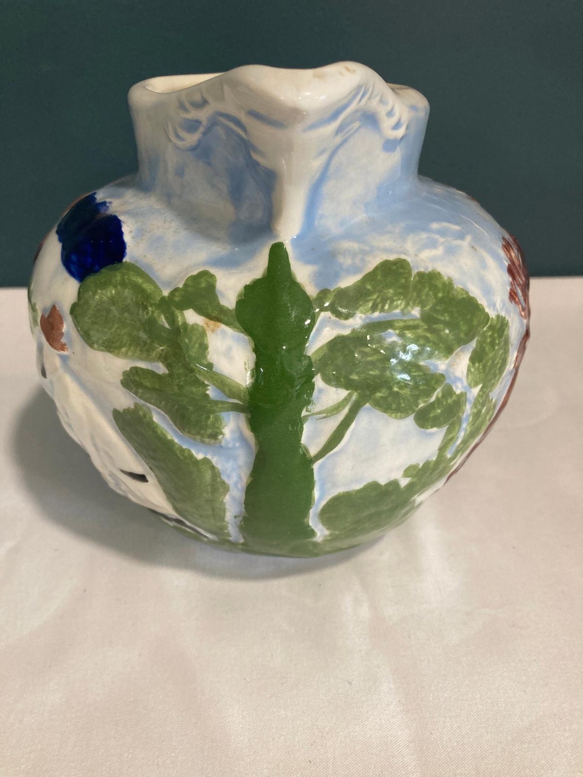 Vintage Hand Painted Stag Deer Elk Pitcher