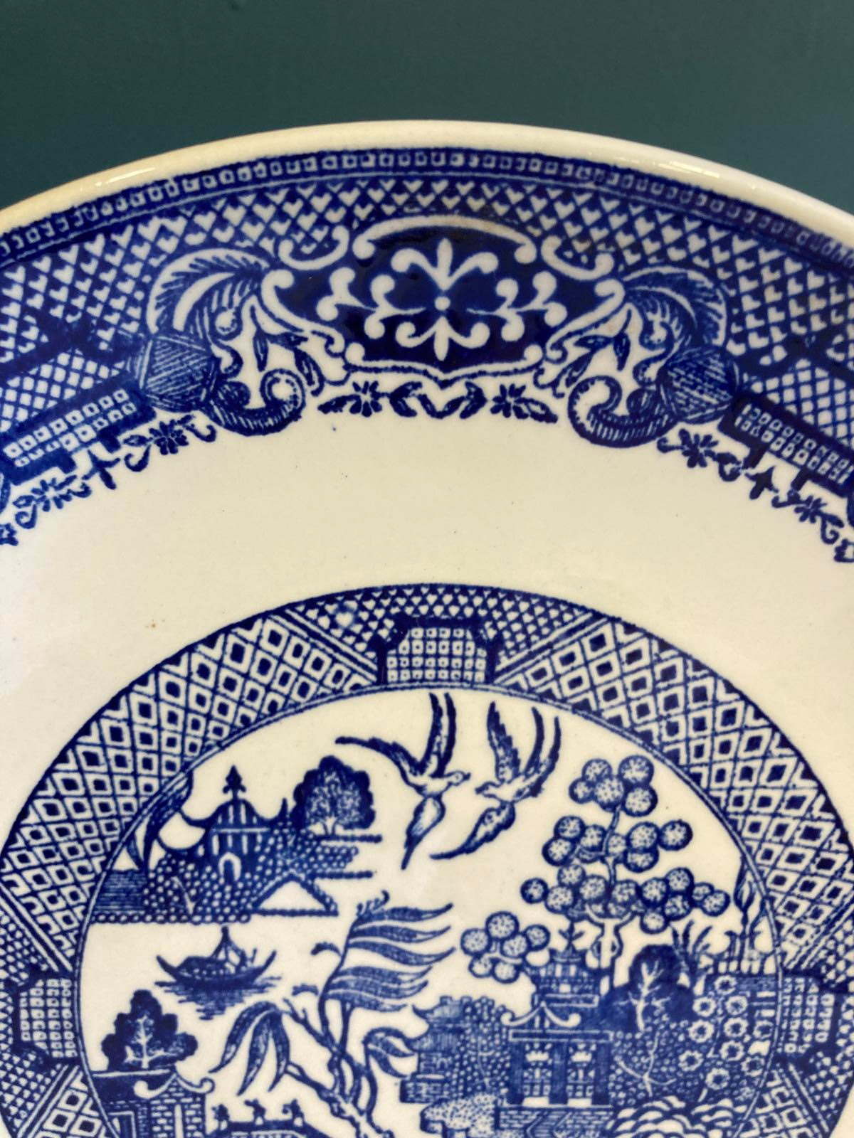 Vintage Blue Willow Ware Style Transferware Plate