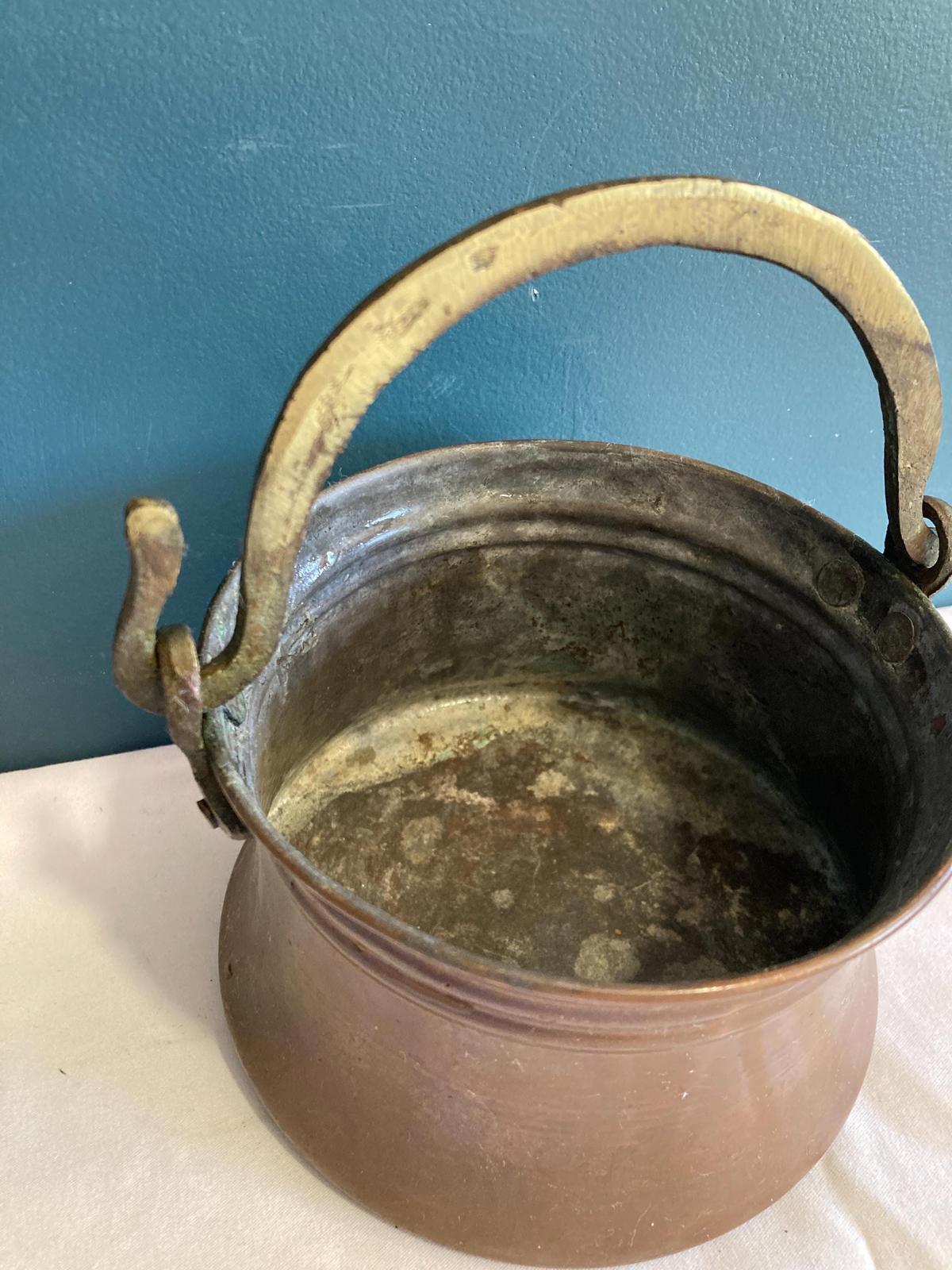 Antique Copper Pot with Brass Handle