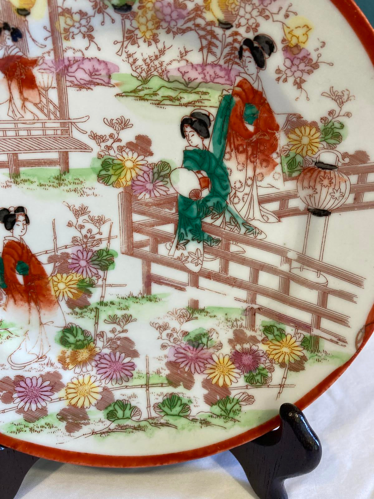 Hand-Painted Japanese Geisha Scene Plate – Vintage Finds