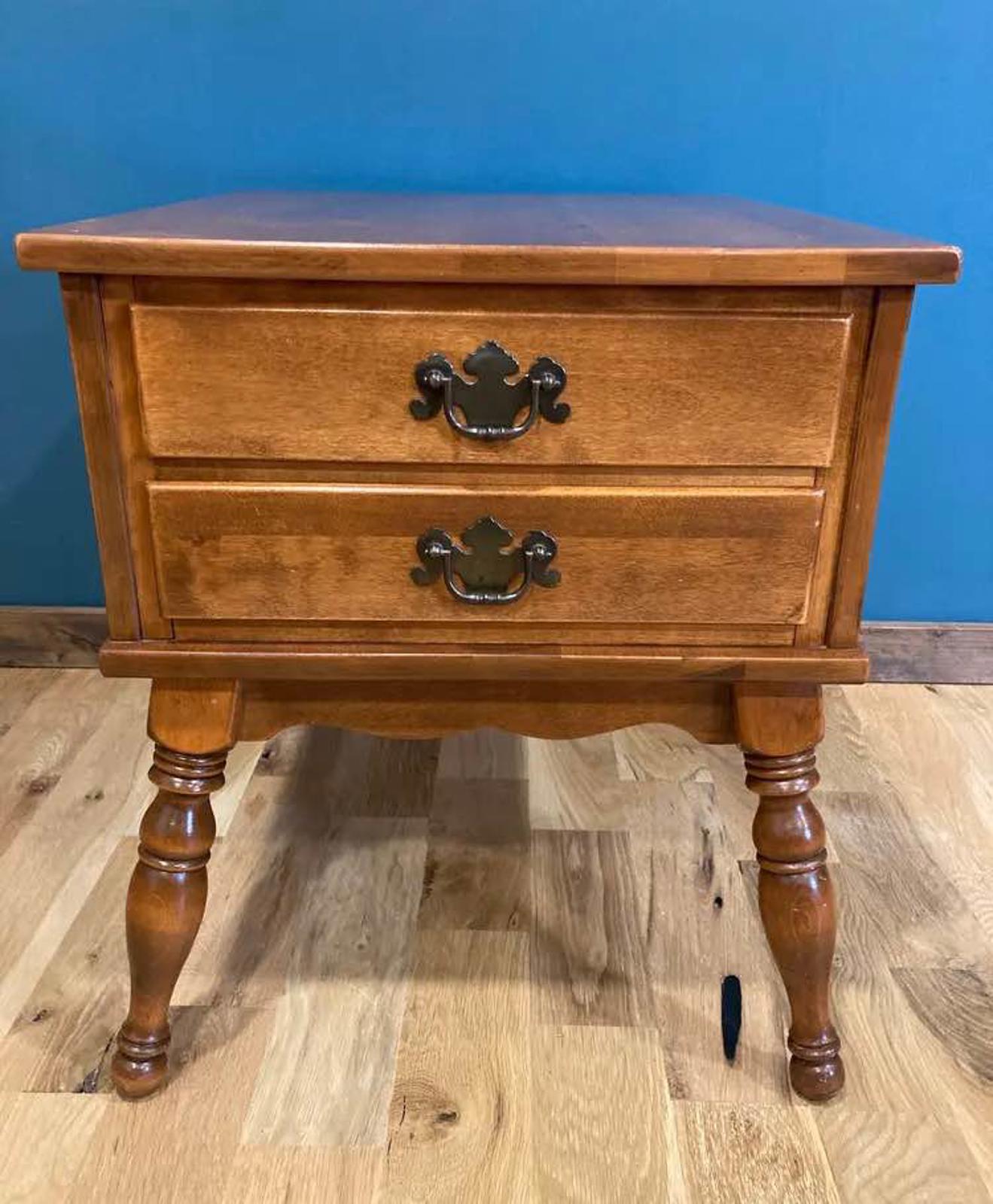 Midcentury Ethan Allen 2-Drawer Side Table