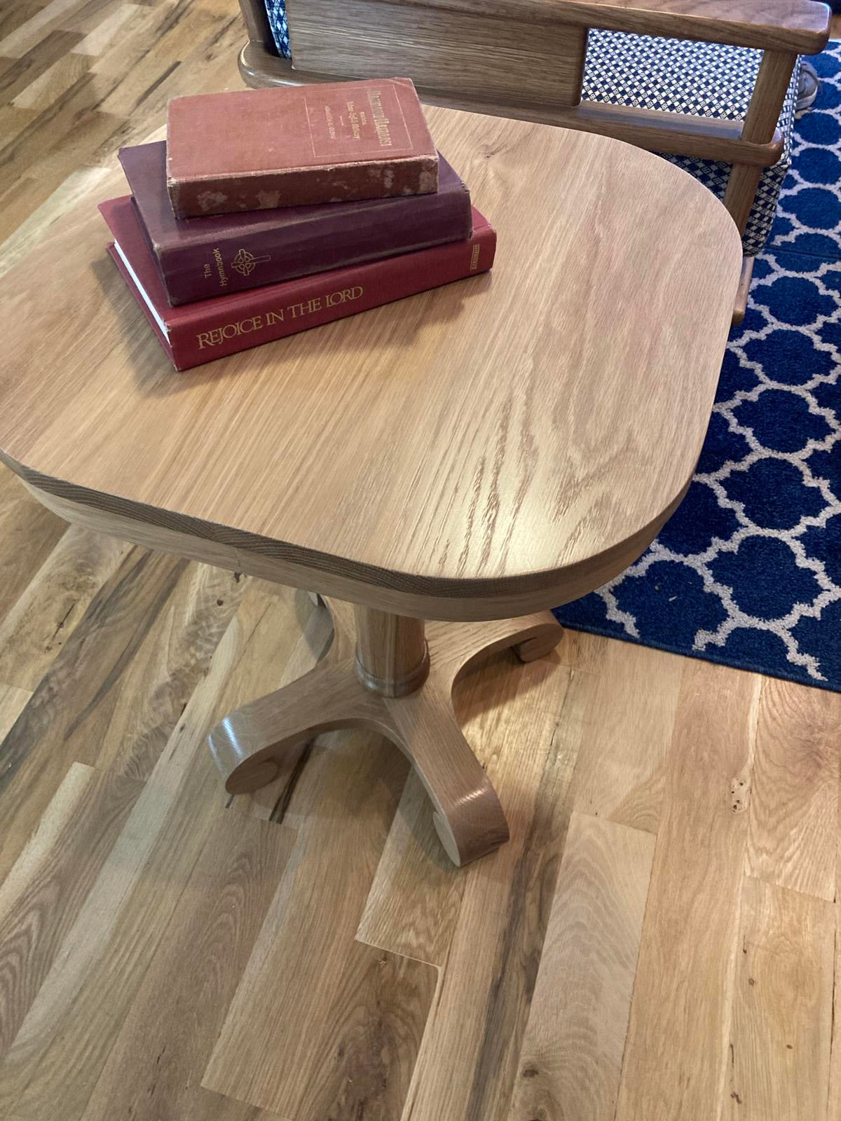 Custom Handmade Oak Pedestal Side Table