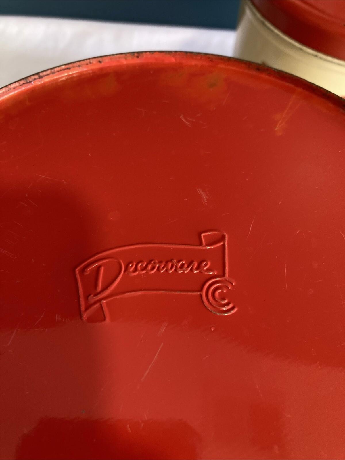 2 Vintage Nesting Decoware Tin Kitchen Storage Canisters Flower Cart Umbrella