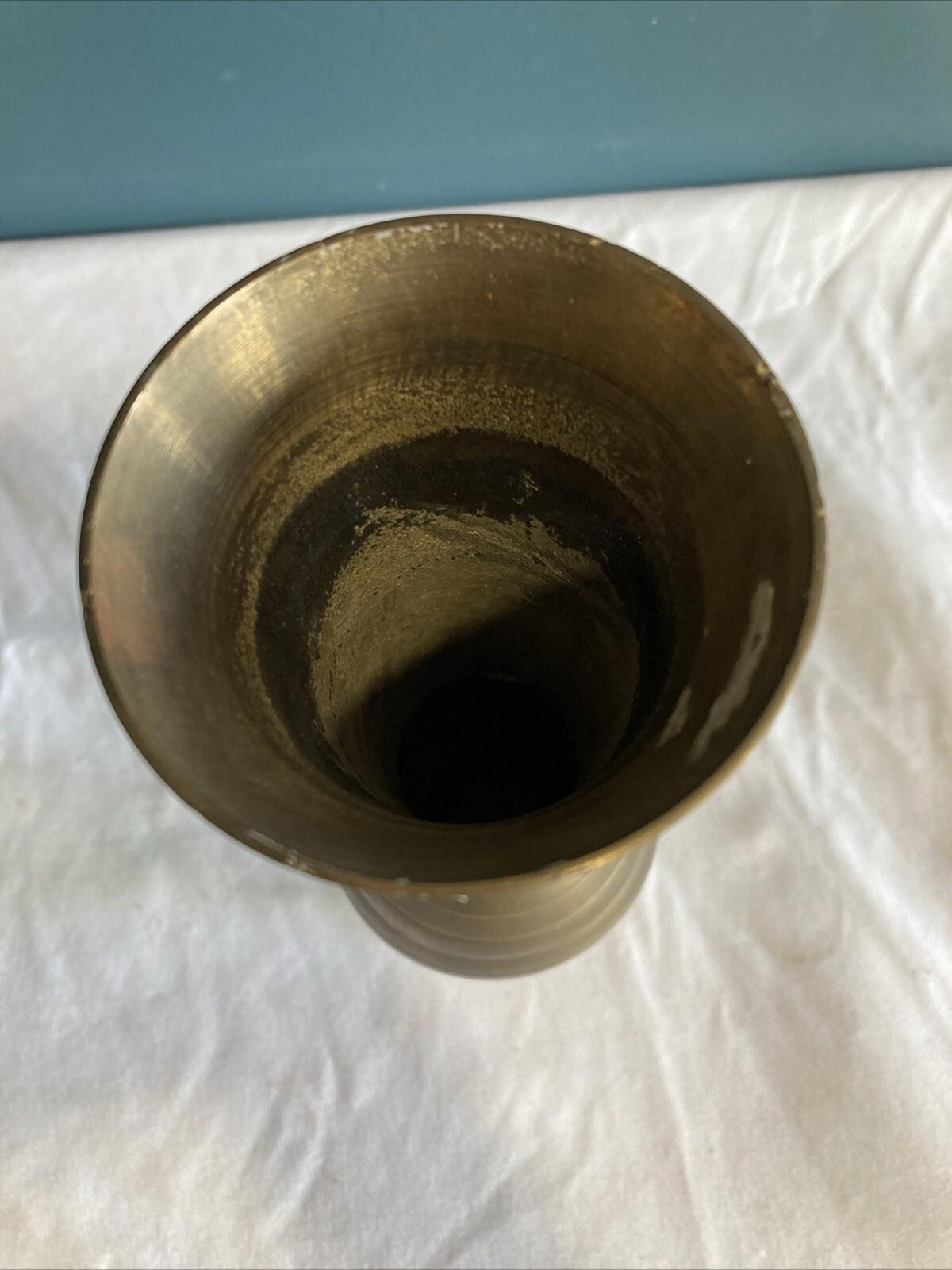 Vintage Etched Solid Brass Vase