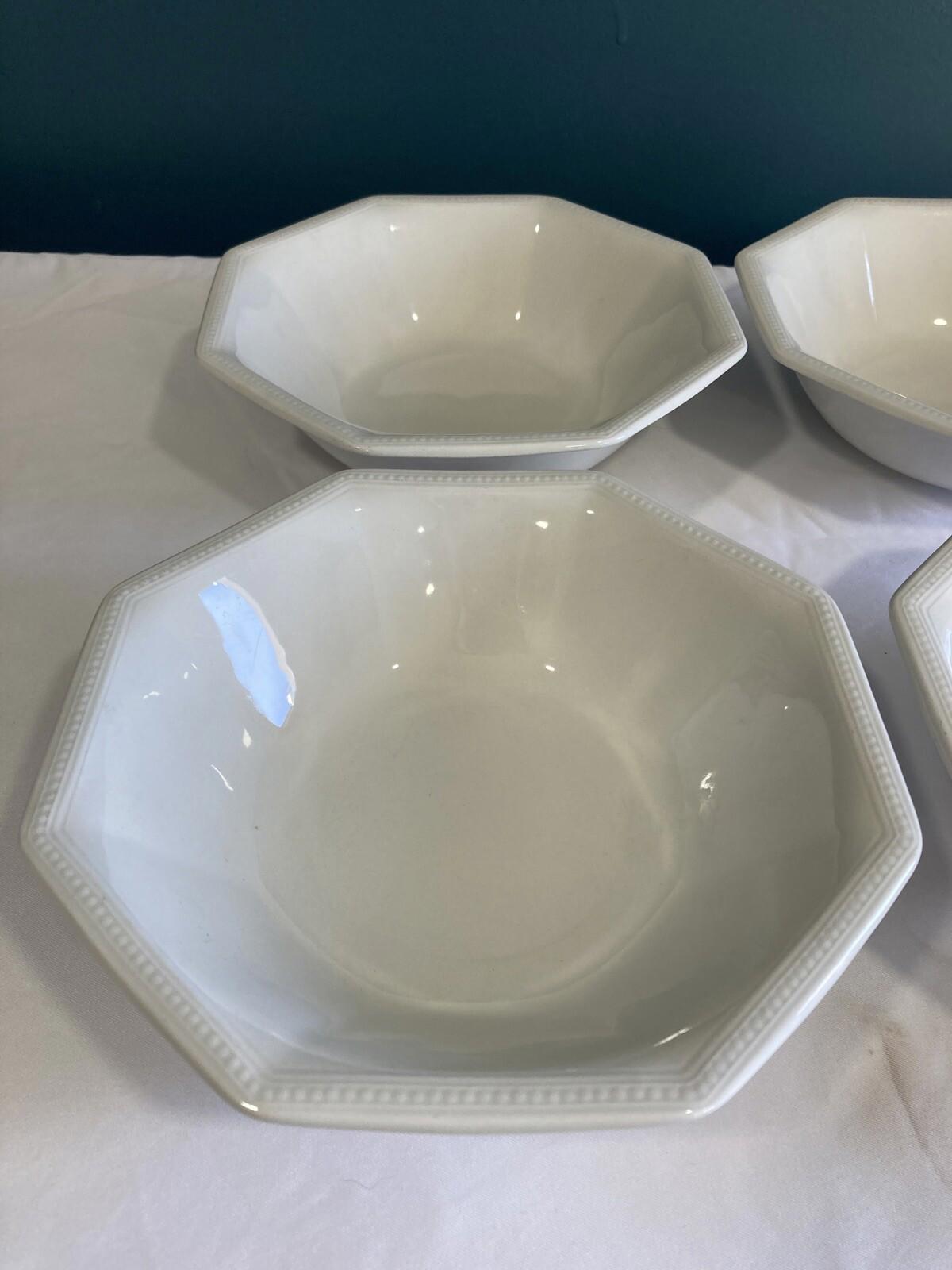 Johnson Brothers Heritage White Cereal Bowls – Set of 4, 5.75” Beaded Rim England