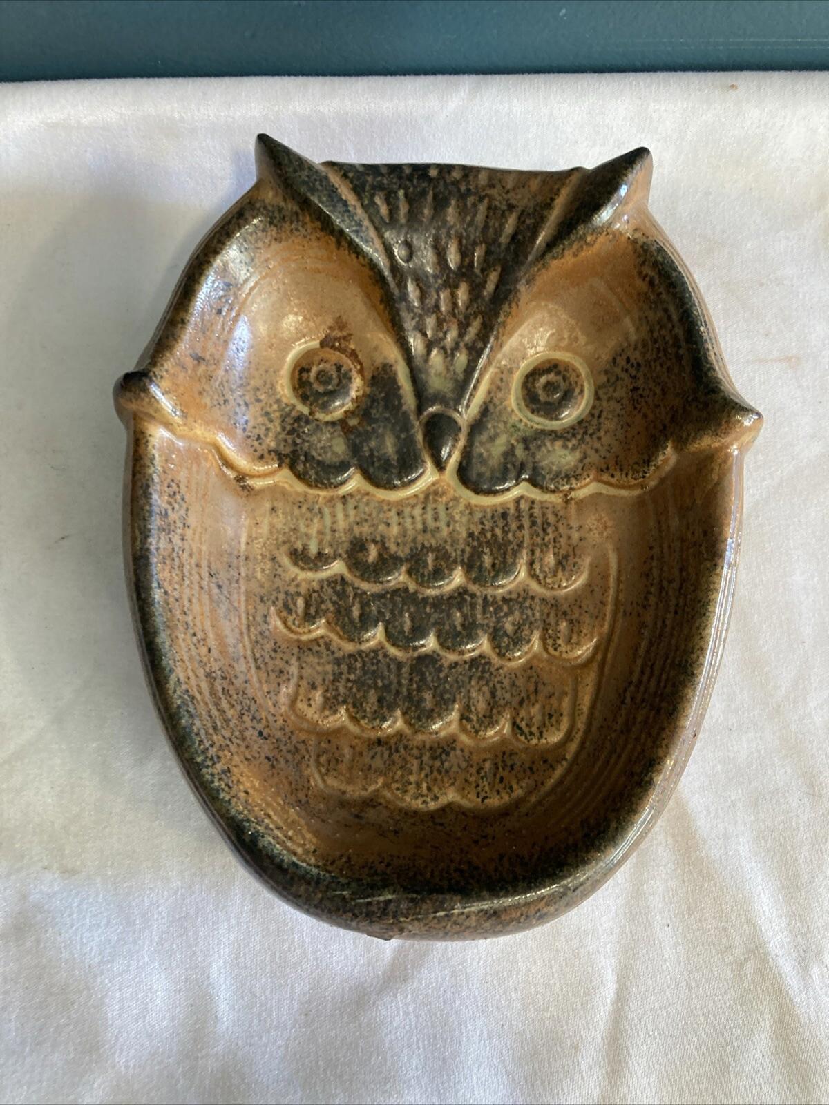 Vintage Ardco Japan Dallas Ceramic Pottery Owl Trinket Tray Dish Bowl