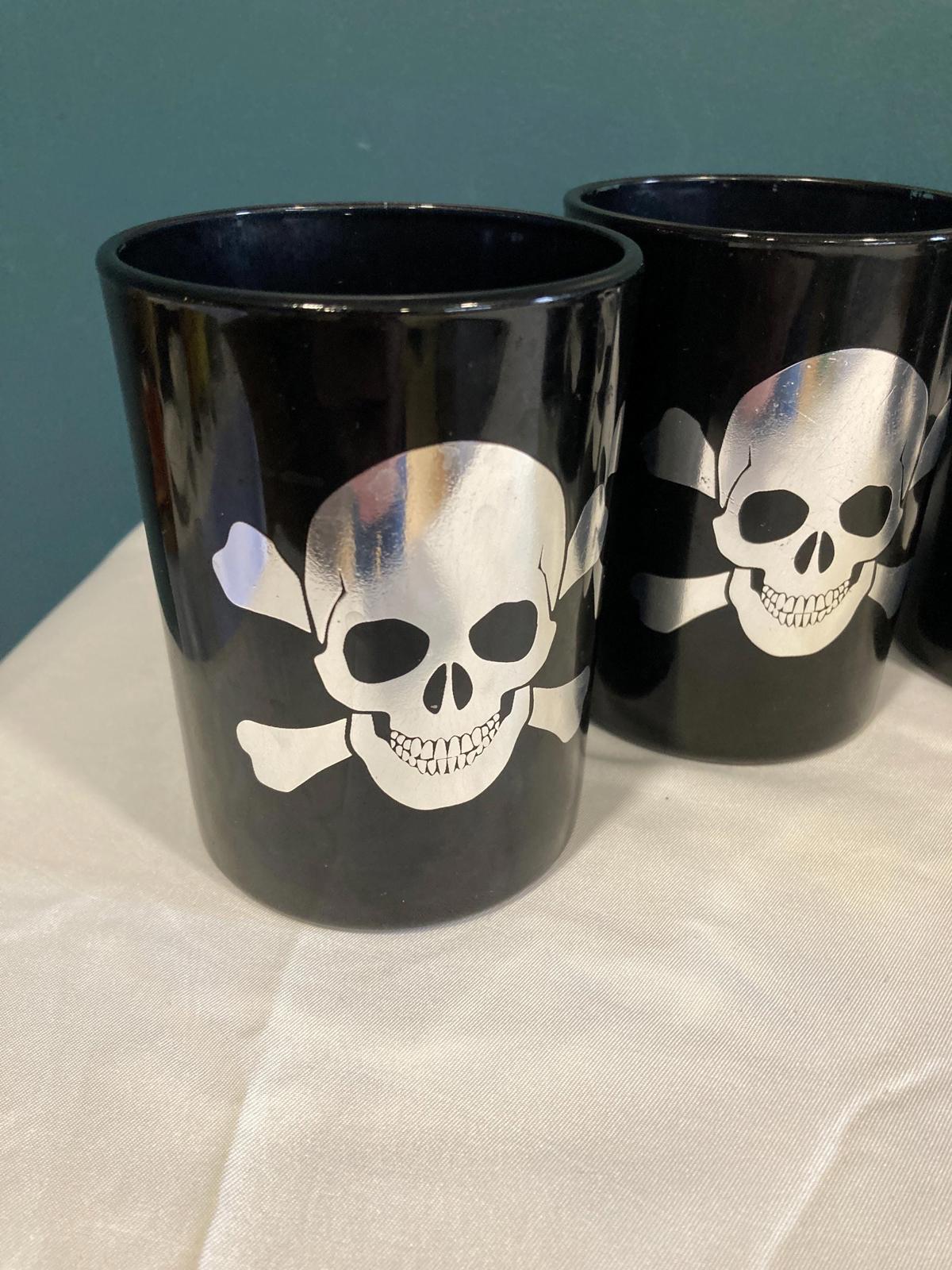 Vintage Skull and Crossbones Double Old Fashioned Glasses, Set of 5