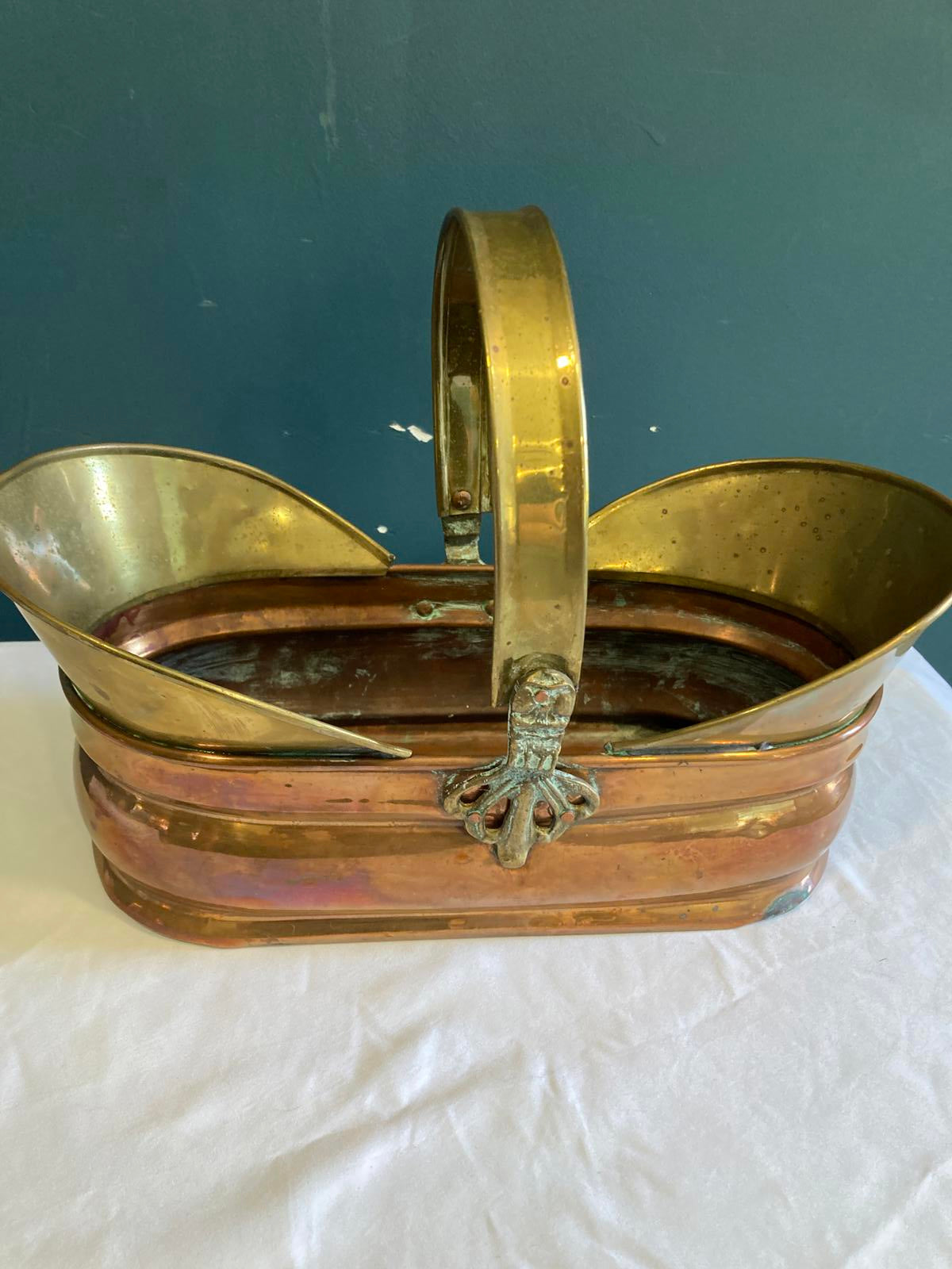 Vintage Brass & Copper Basket with Handle – Rustic Vintage Finds