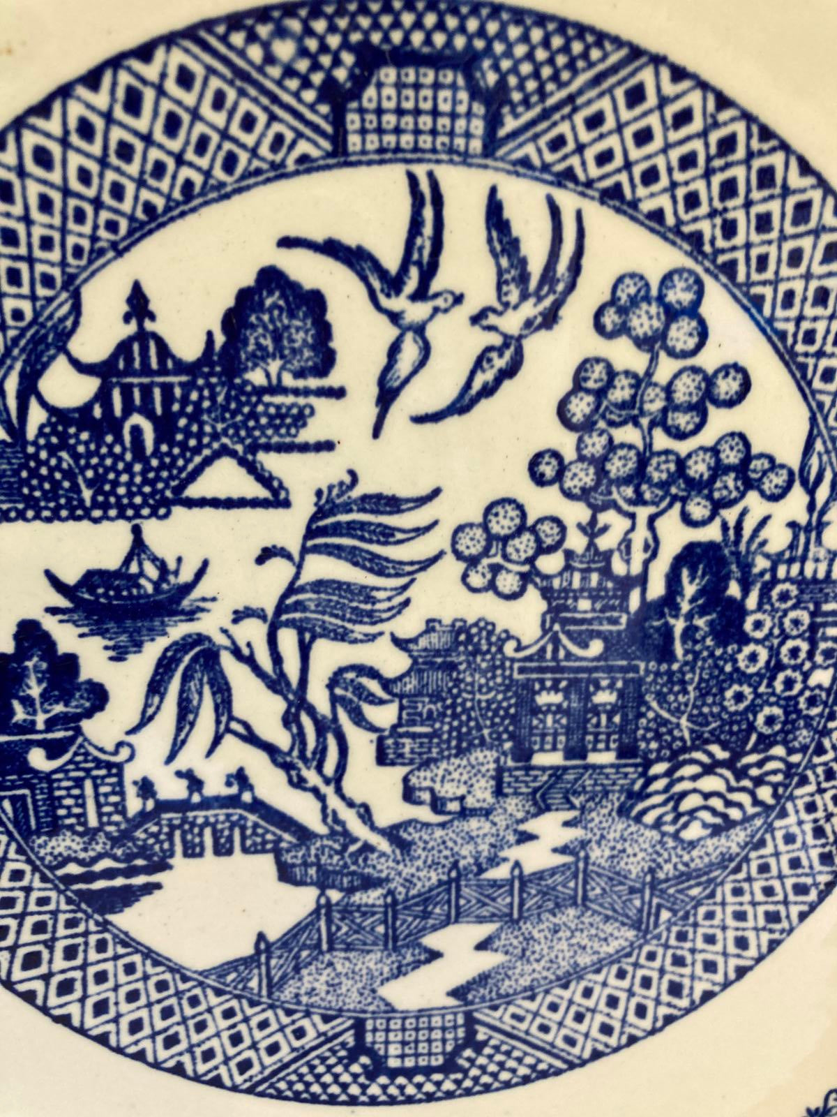 Vintage Blue Willow Ware Style Transferware Plate