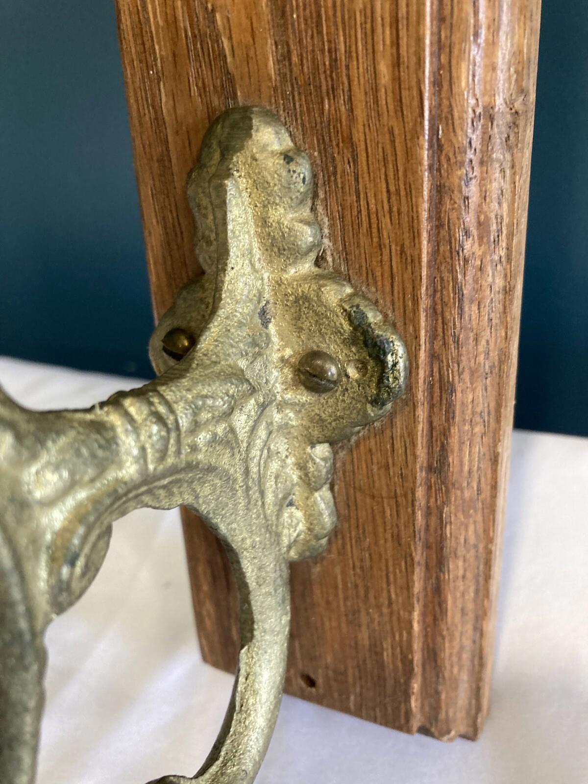 Vintage Wood & Metal Wall Hook – "Grandpa’s Hat" Handmade Carved Hanger