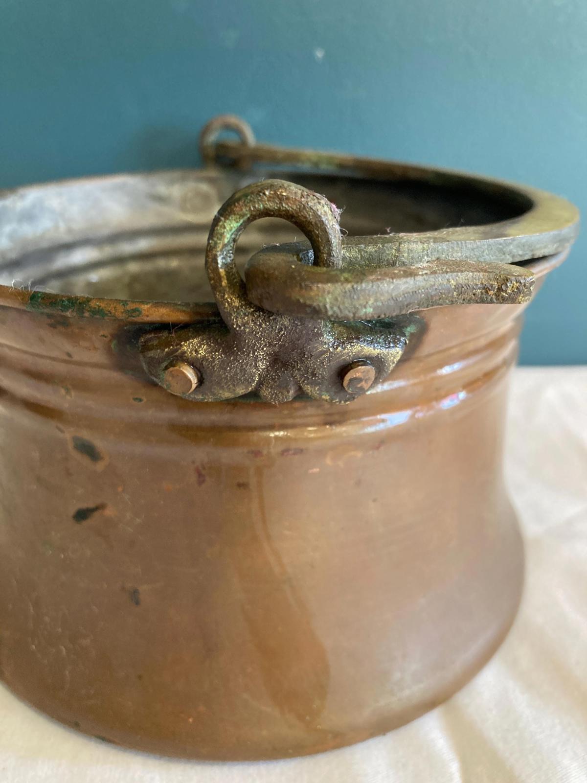 Antique Copper Pot with Brass Handle