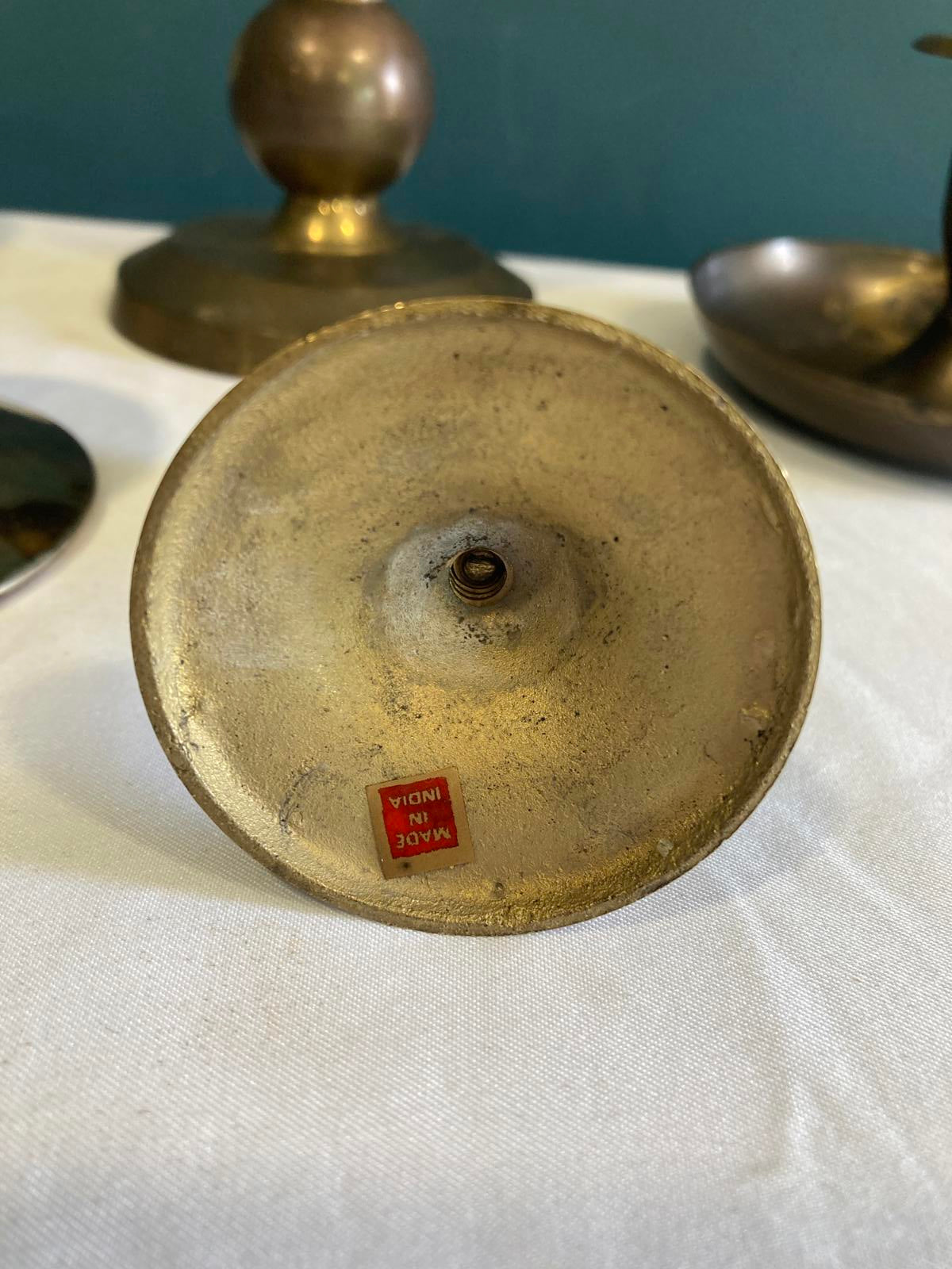 MIdcentury Brass Candlestick Holders – Mismatched Set of 5