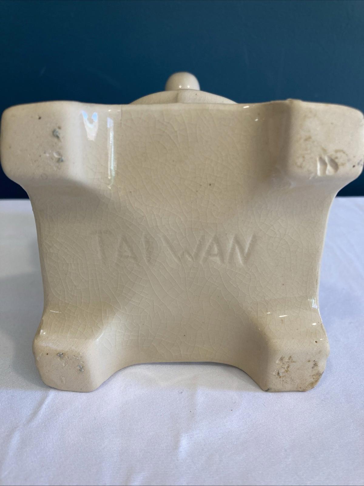 Vintage Glazed Ceramic Pot Belly Stove Vase With butterflies