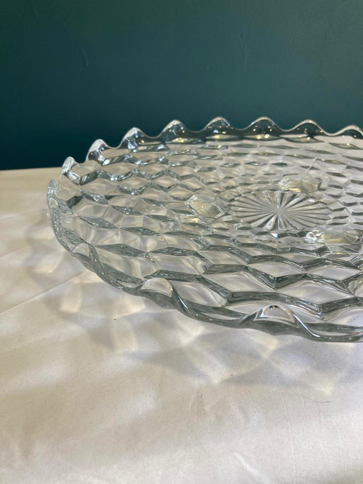 Vintage Fostoria Cubist Footed Platter