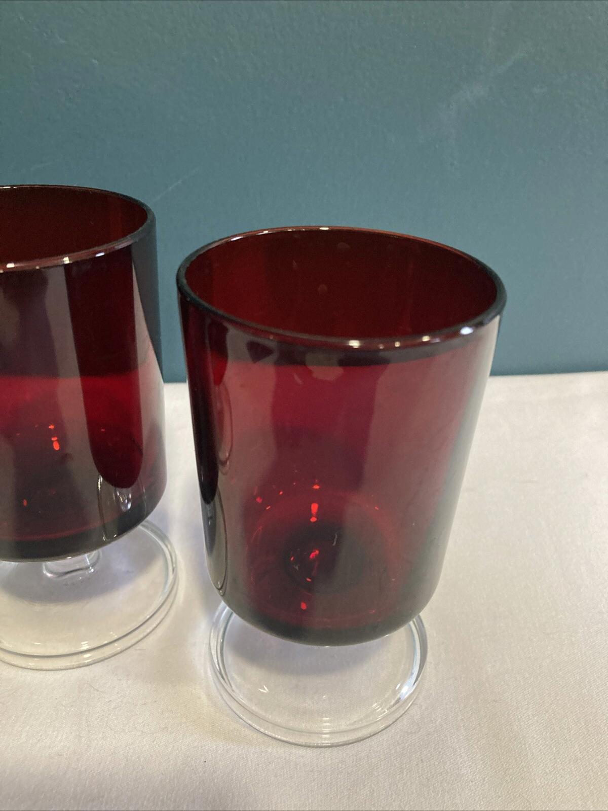 Vintage Red with Clear Stem Luminarc French Stemware Set of 3