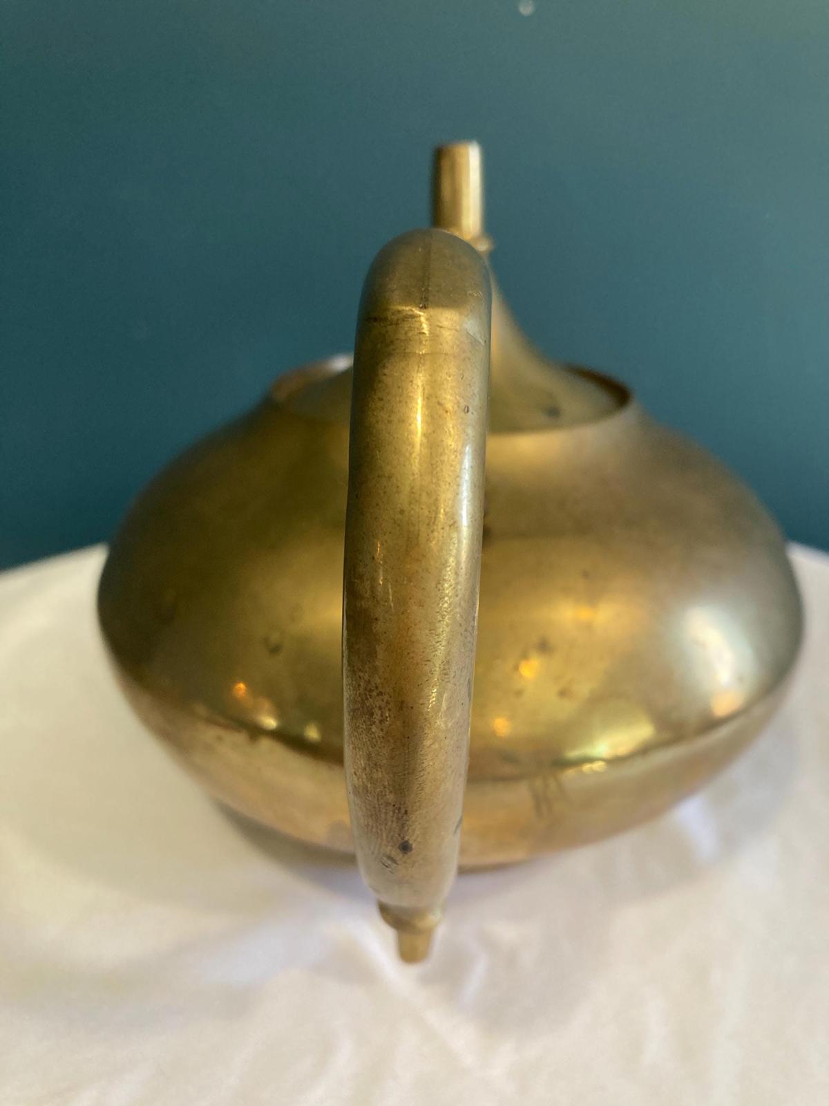 Mid-Century Brass Teapot with Lid
