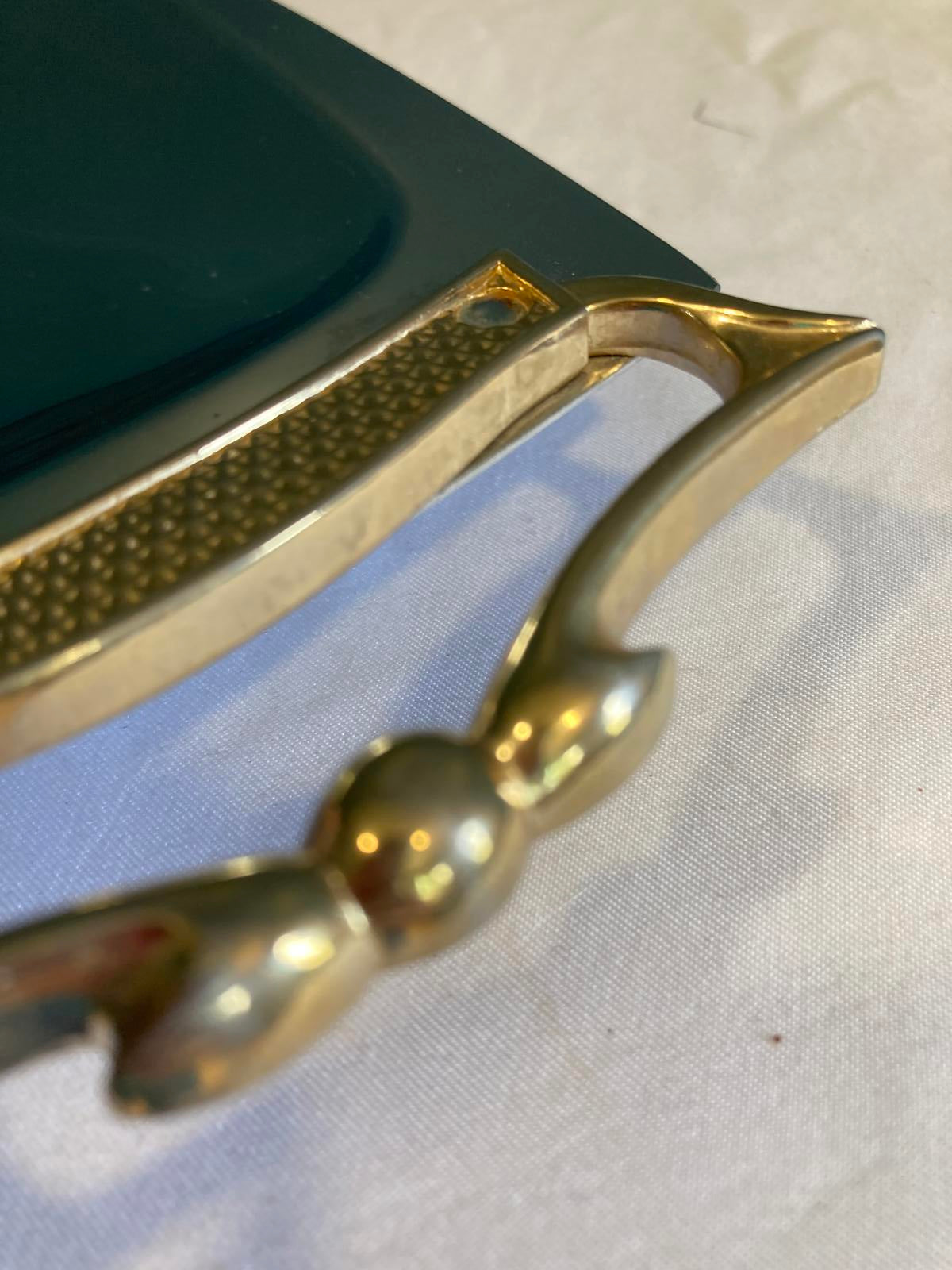 Vintage Kromex Serving Tray – Chrome & Brass Handles, Midcentury Modern Barware