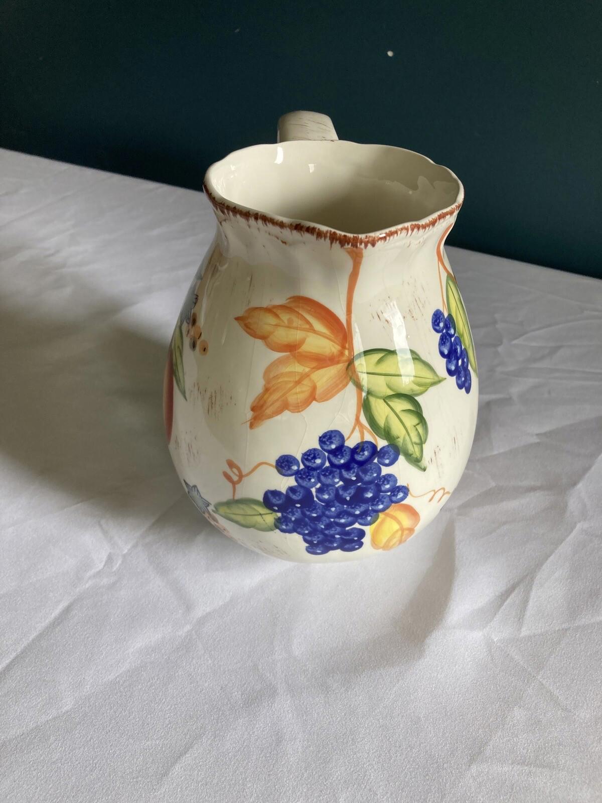 Vintage WCL French Country Pear & Grape Ceramic Pitcher