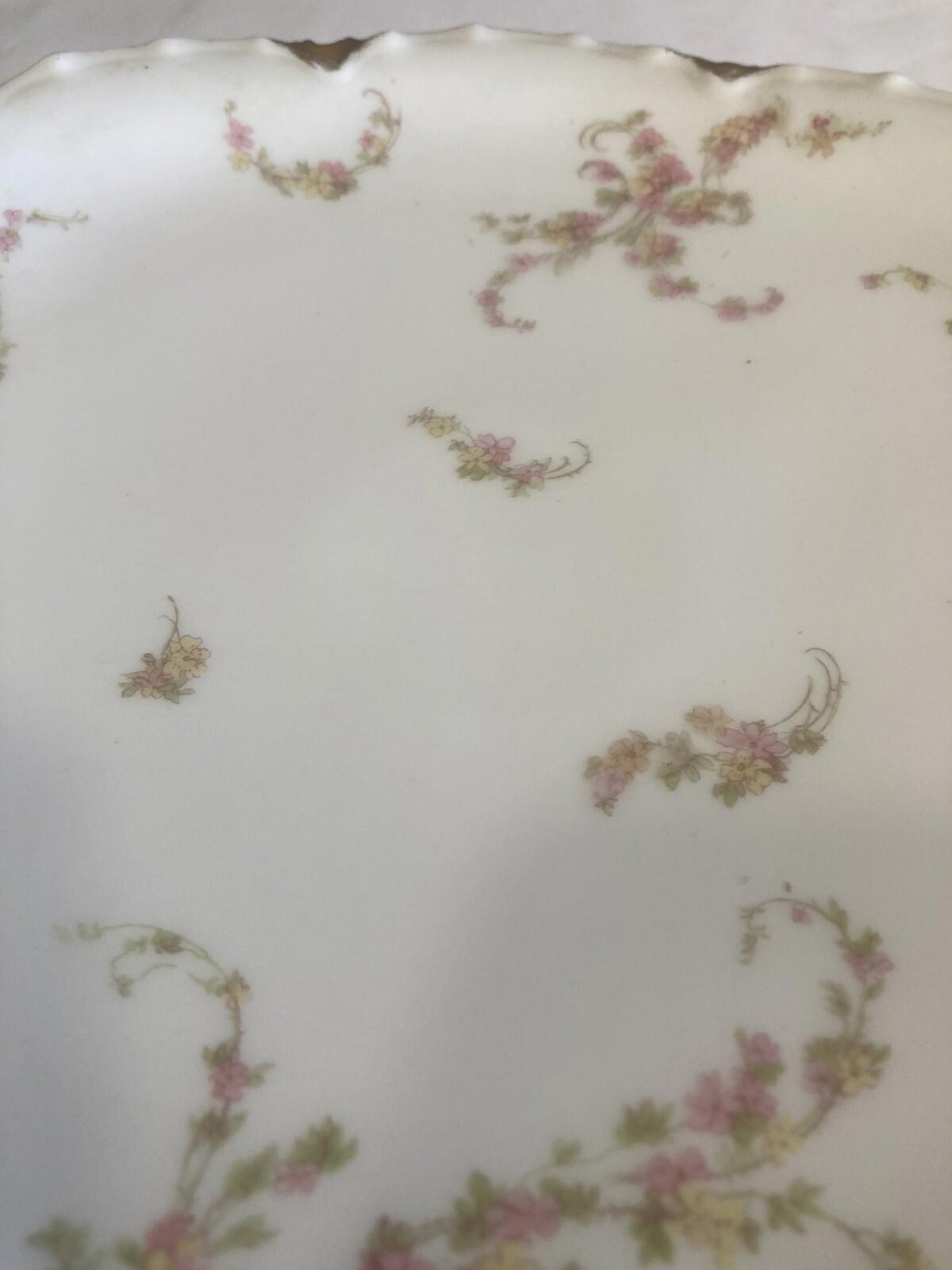 Oval Haviland & Co Limoges France Platter With Pink Roses and Gold Trim 10.25”