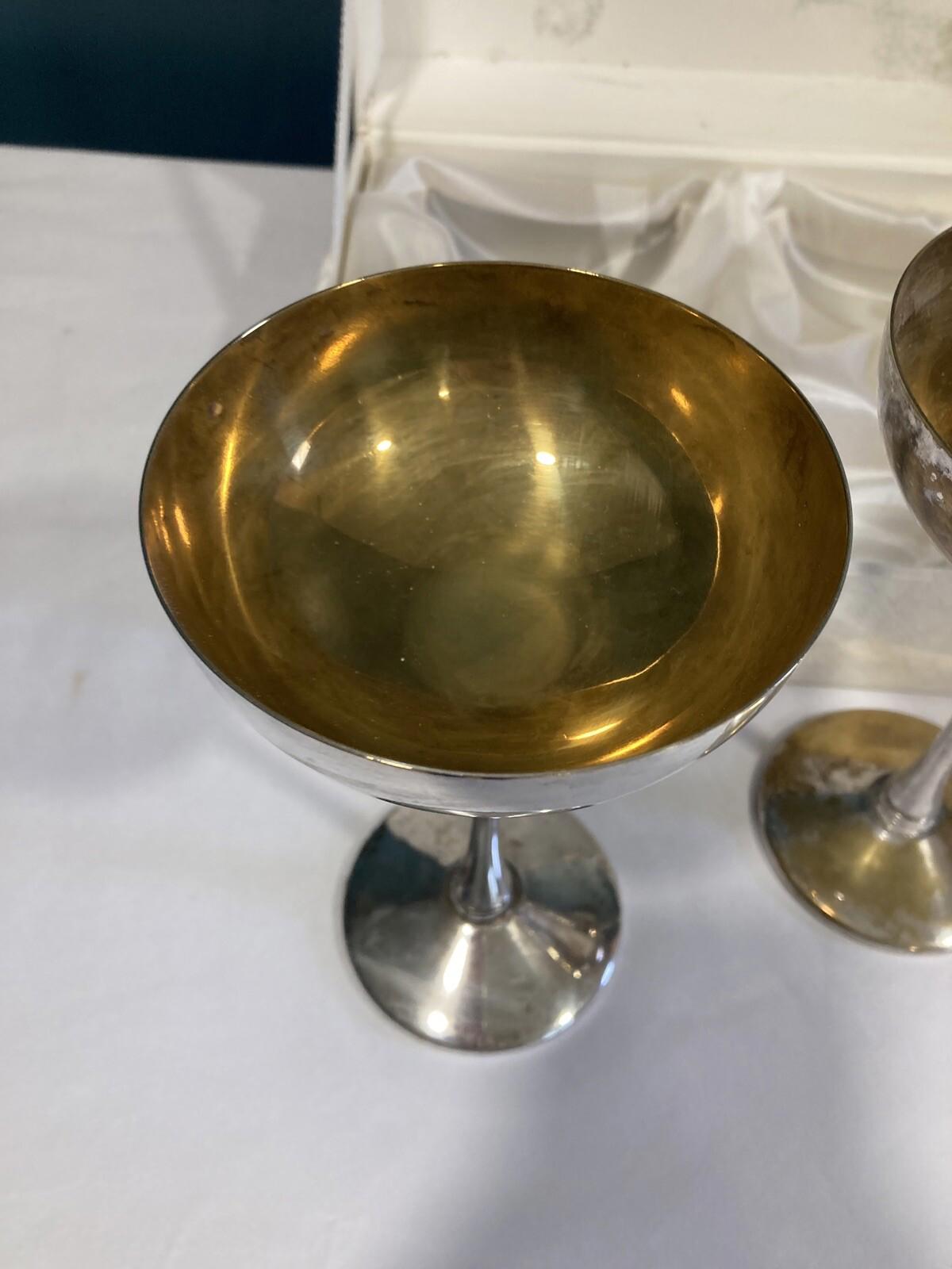 Set of 2 Leonard Italy Silver-Plated Goblets – Vintage Italian Chalices