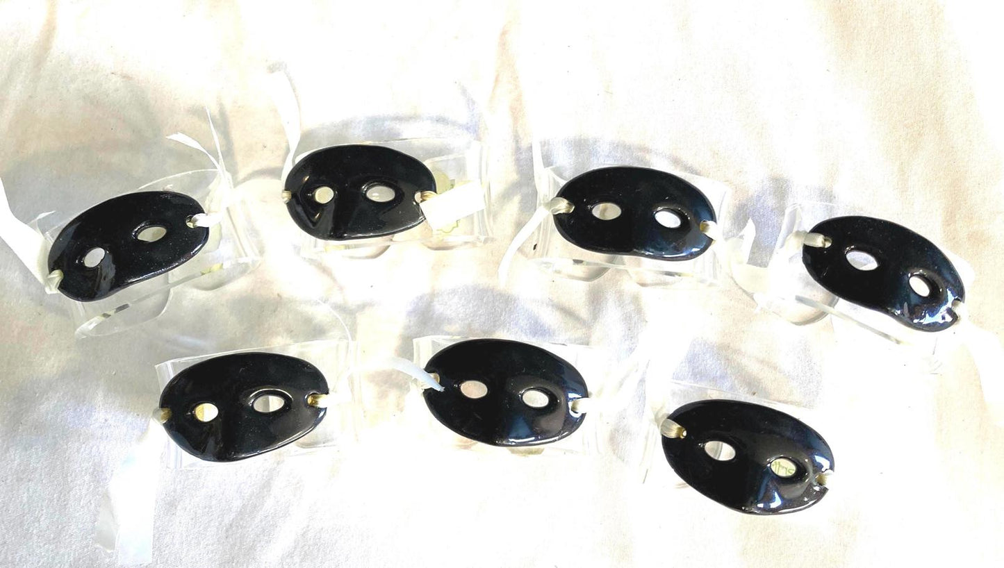 Vintage Shafford Masquerade Mask Napkin Rings (Set of 7) | Ceramic & Ribbon Detail | Vintage Finds