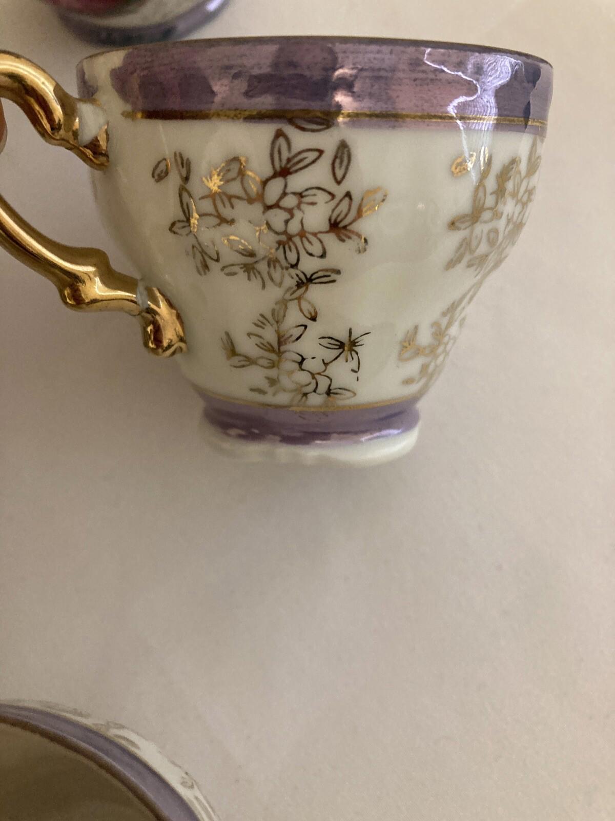 Vintage Arnart Japan Tea Set – Purple, Gold & White Courting Couple – 15 Piece Set