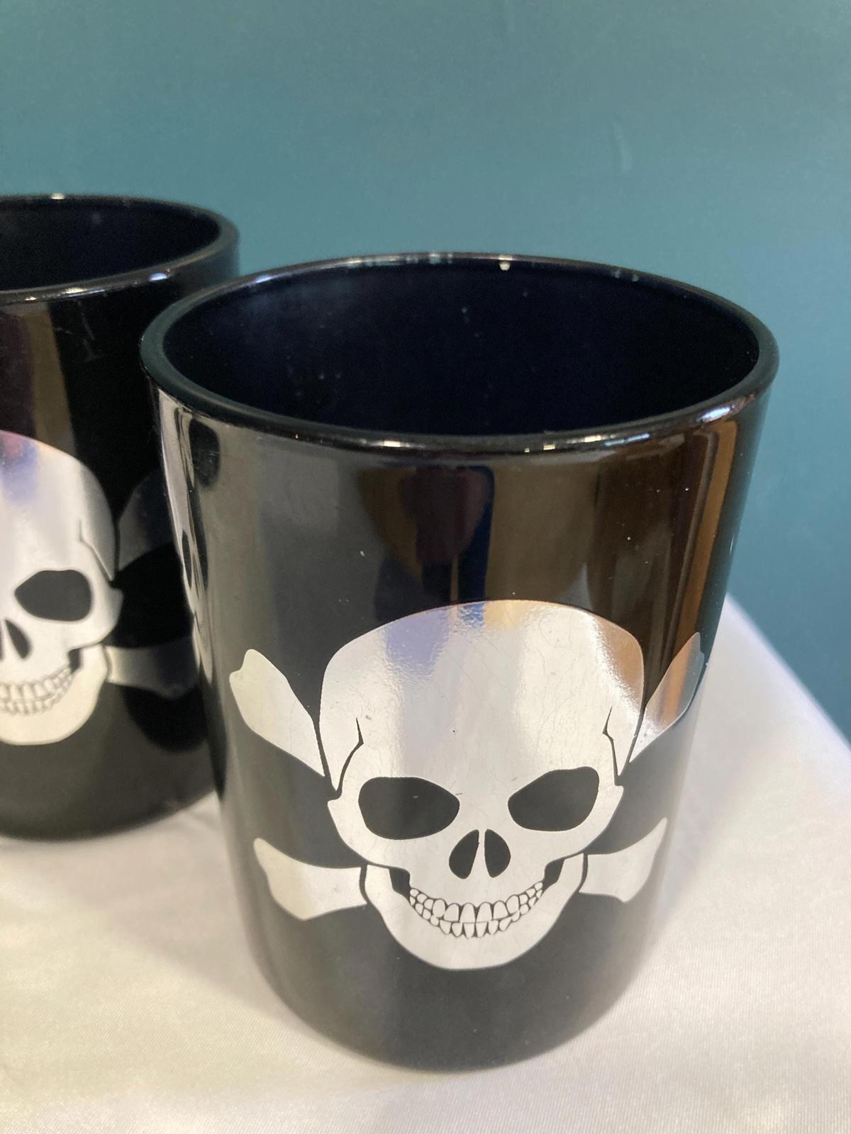 Vintage Skull and Crossbones Double Old Fashioned Glasses, Set of 5