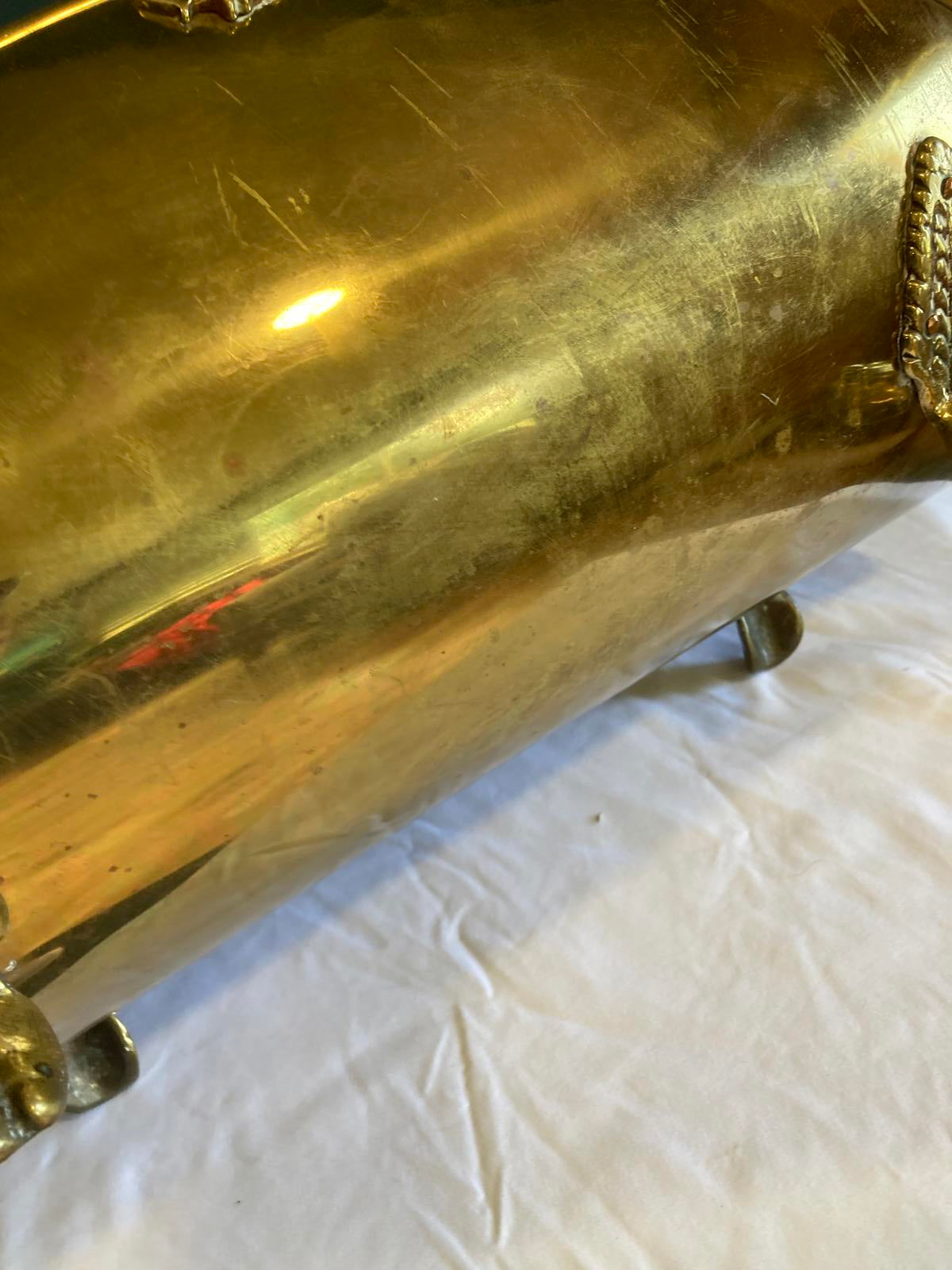 Brass Log Holder with Claw Feet and Handle