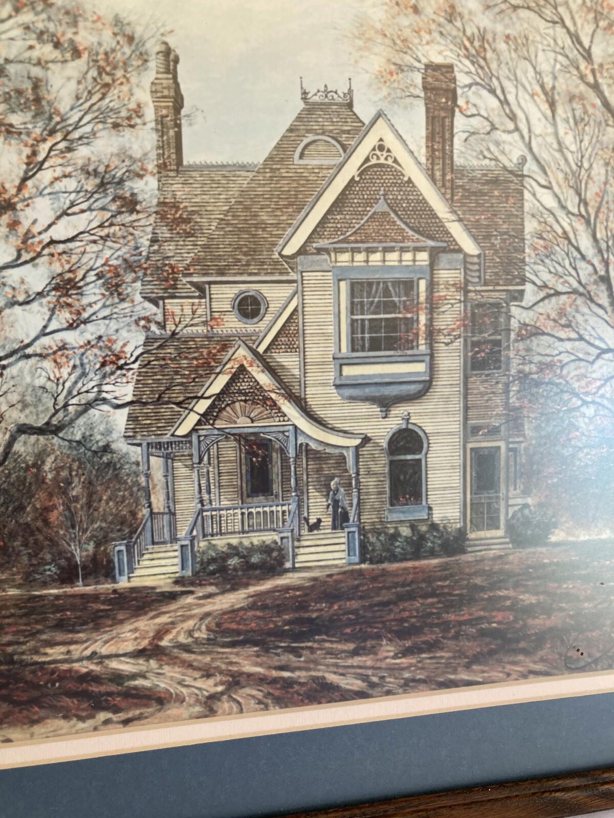 Vintage 1985 Randy Souders "Grandma’s House" Print – Framed Victorian Home Art