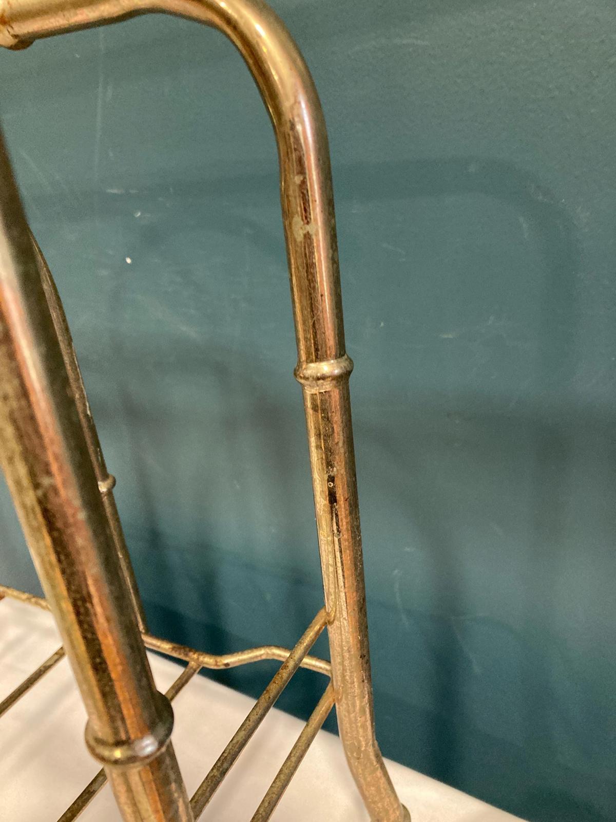 Vintage Faux Bamboo Brass Double Sided Magazine Rack