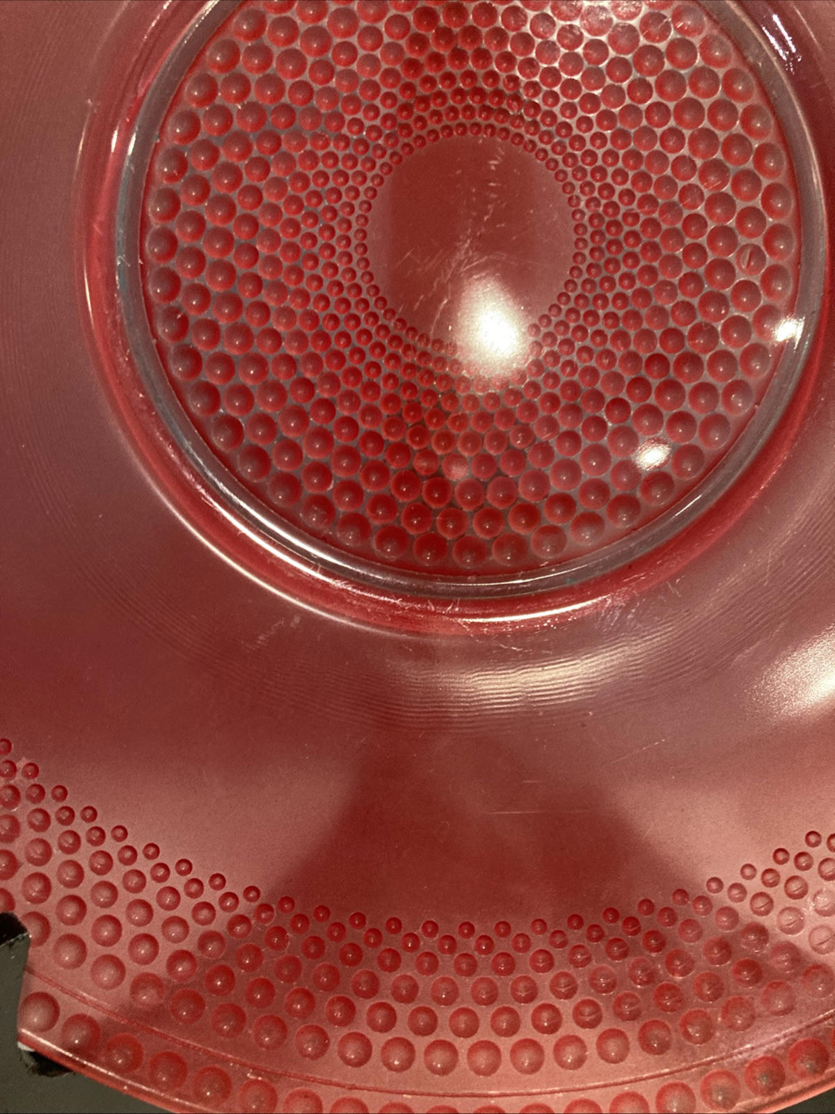Vintage Art Deco Red Cranberry Hobnail Cake Plate – 12" Glass Serving Plate