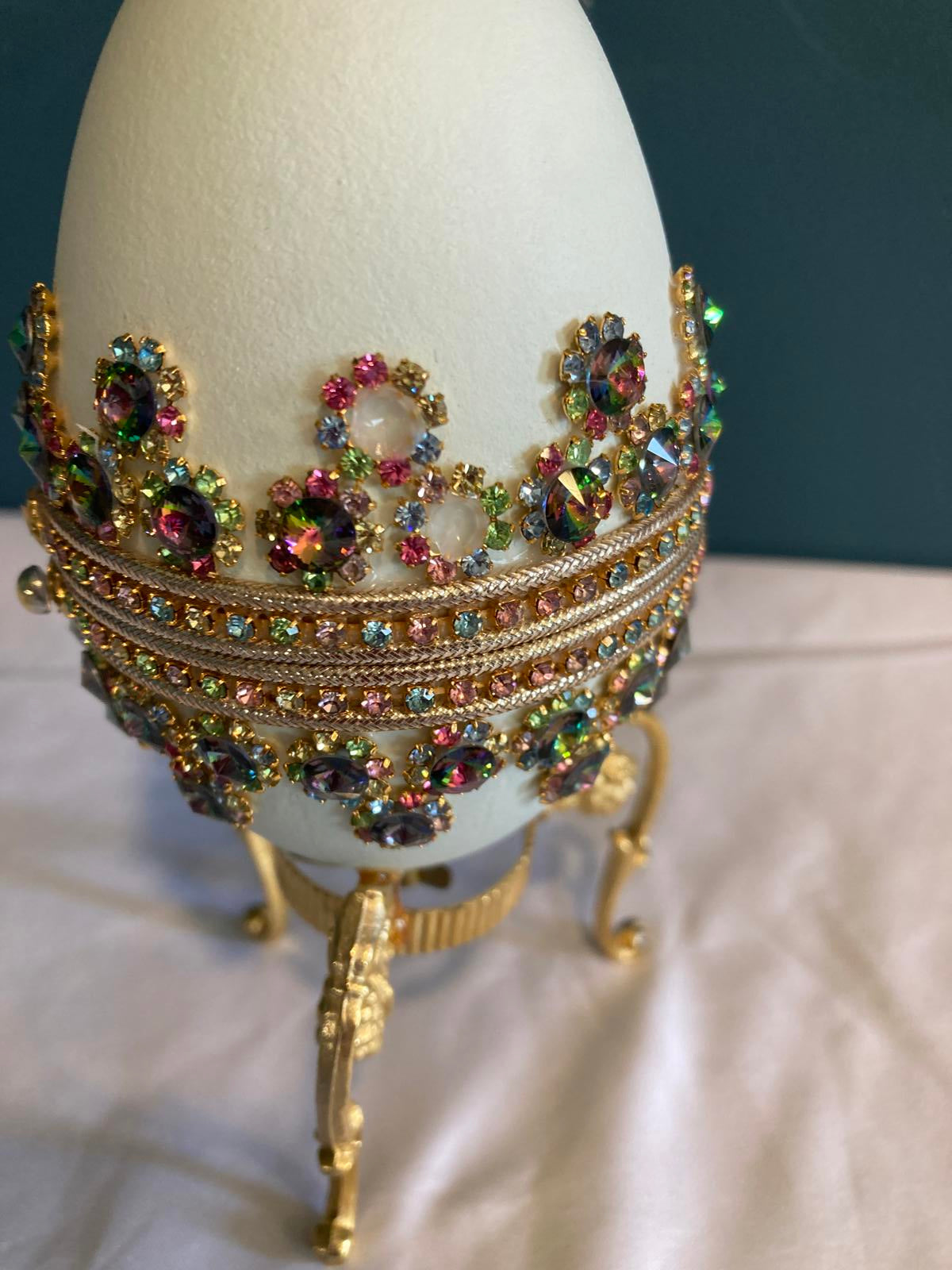 Jeweled Egg Music Box with Stand – Fabergé Style – Plays “Für Elise”
