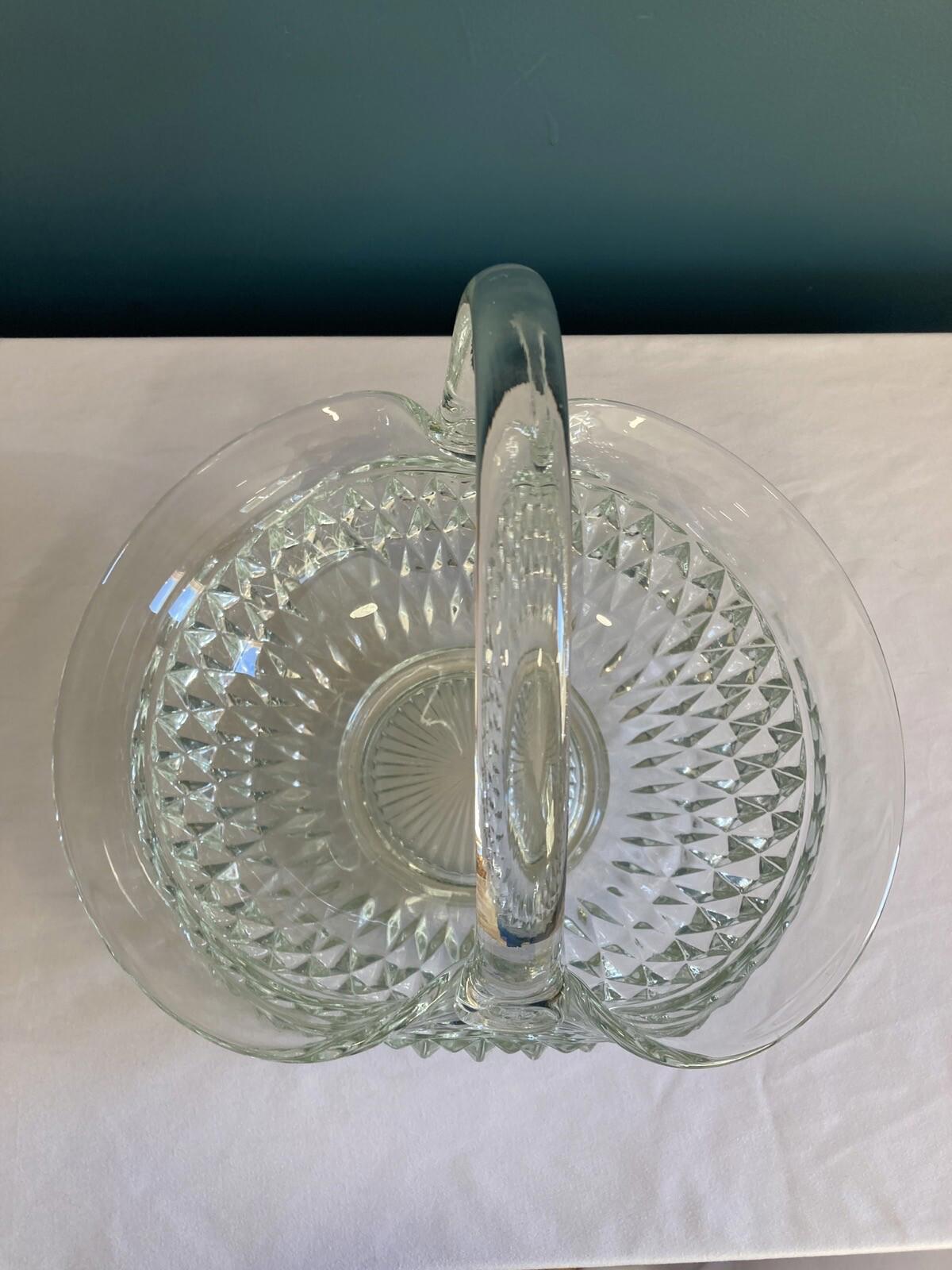 Vintage Indiana Glass Diamond Point Basket – Tiara Exclusive MCM