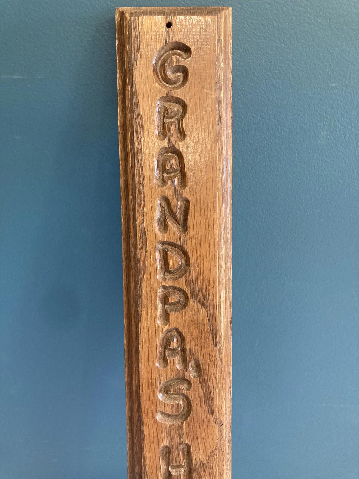 Vintage Wood & Metal Wall Hook – "Grandpa’s Hat" Handmade Carved Hanger
