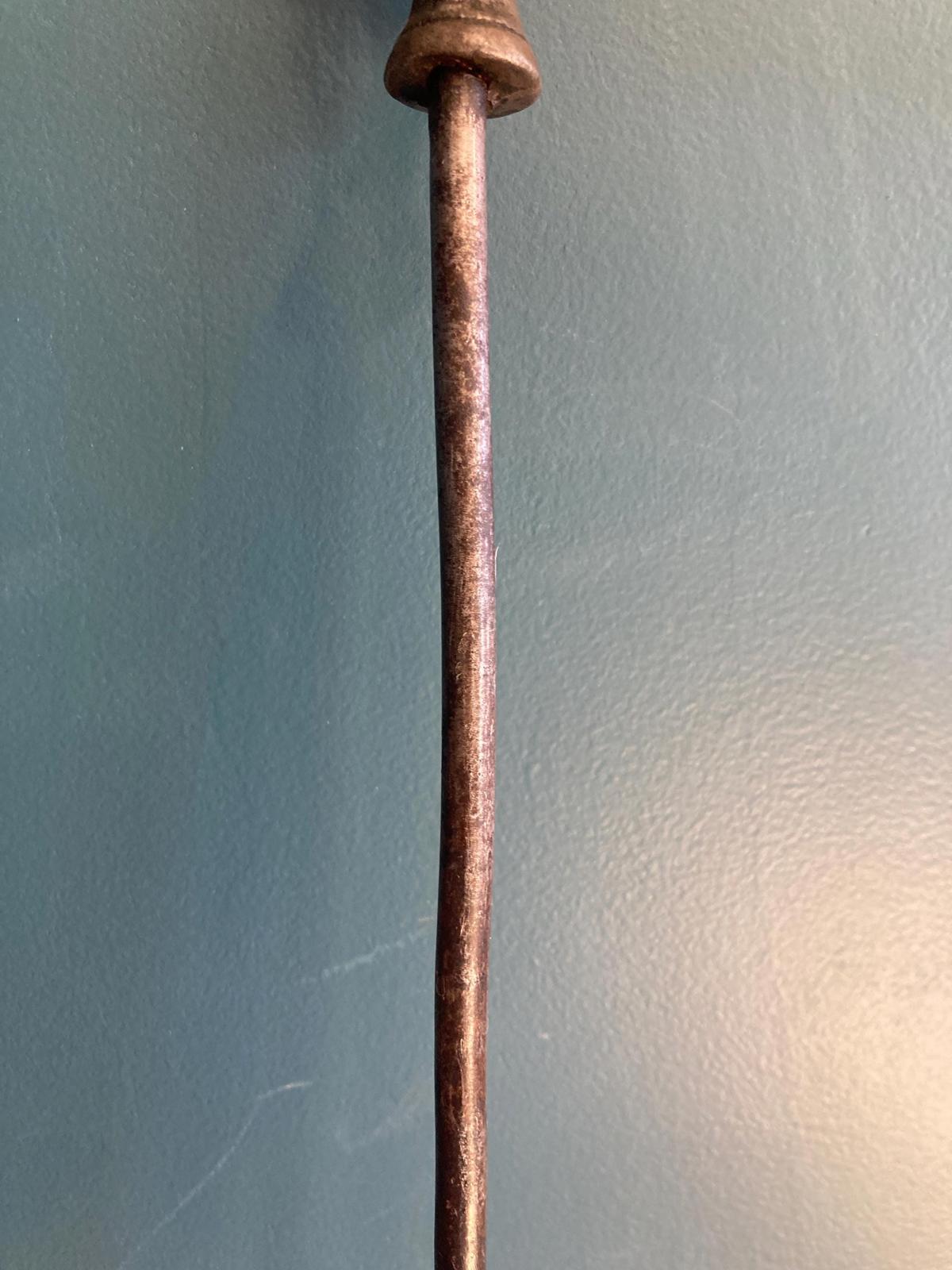 Antique Cast Iron Fireplace Poker Figural Man With Pot on Head