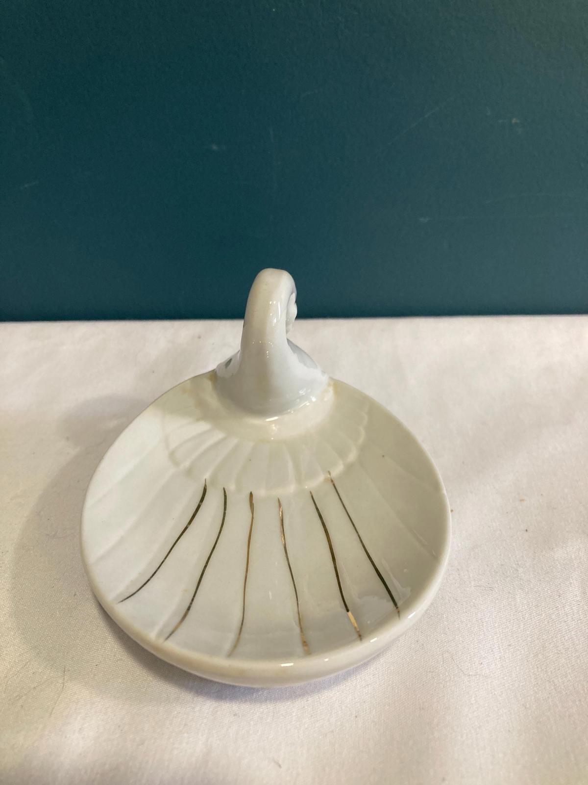 Vintage White Ceramic Swan Soap Dish - Trinket Dish - Ring Holder - Catch All