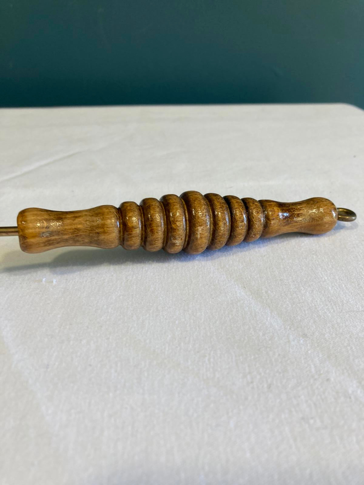 Vintage Brass Candle Snuffer with Turned Wood Handle
