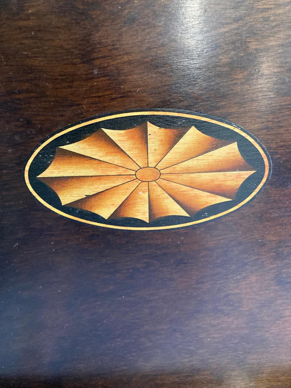 Antique Inlaid Mahogany Tray with Handles