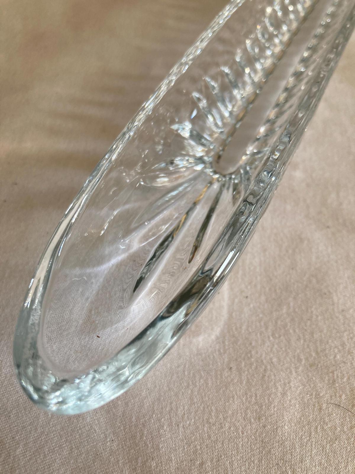 Midcentury Cut Glass Olive Dish 15.75”