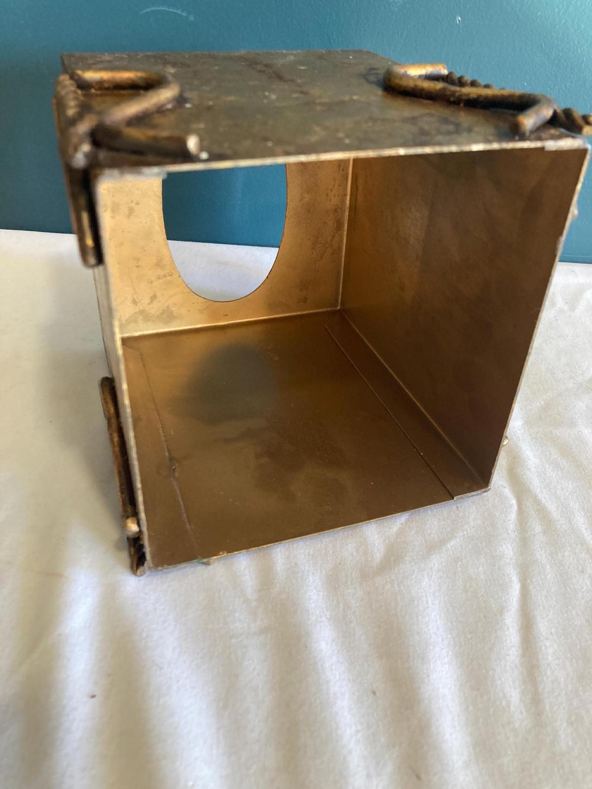 Vintage Gold Tissue Box With Twisted Metal Rope Edges