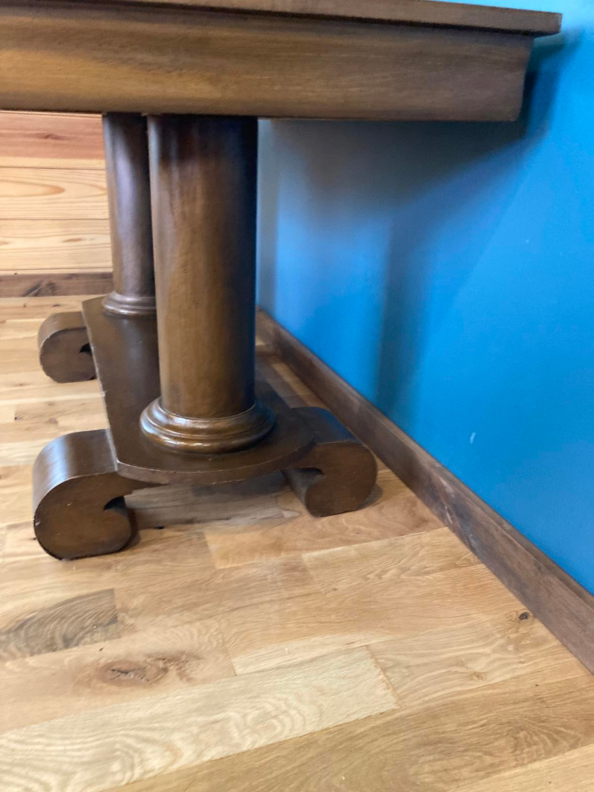 Vintage Art Deco Console Table with Scroll Feet and Drawer – Solid Wood