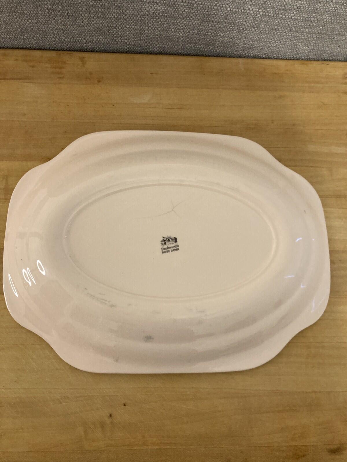 Vintage Steubenville Rose Dawn Rectangular Pink Floral Platter