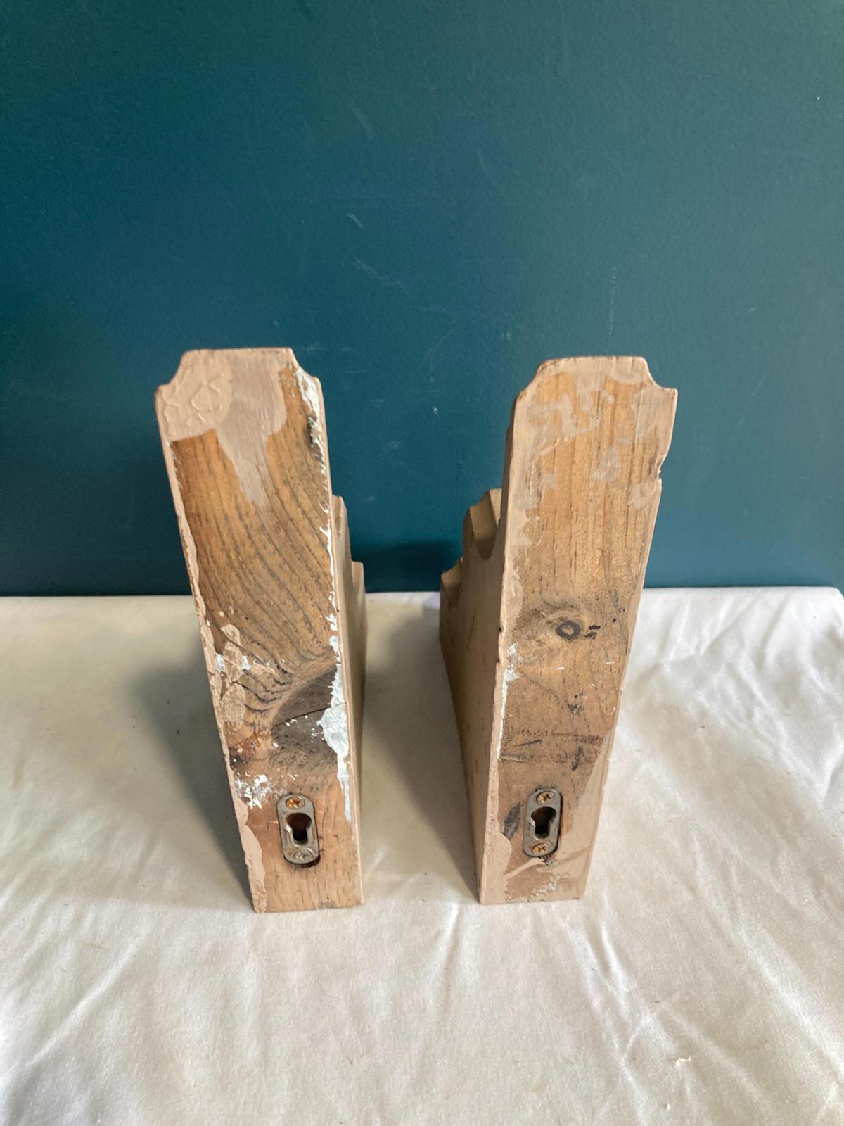 Vintage Painted Wood Shelf Brackets, Set of 2 Architectural Salvage