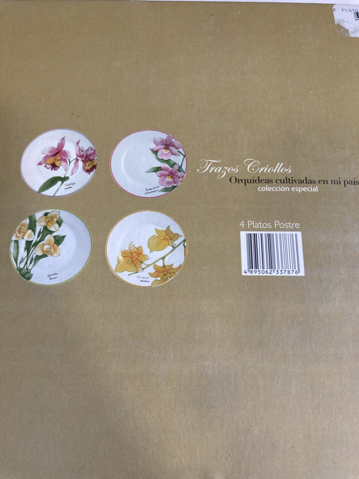 Vintage Trazos Criollos Orchid Plates, Set of 4, Dominican Republic
