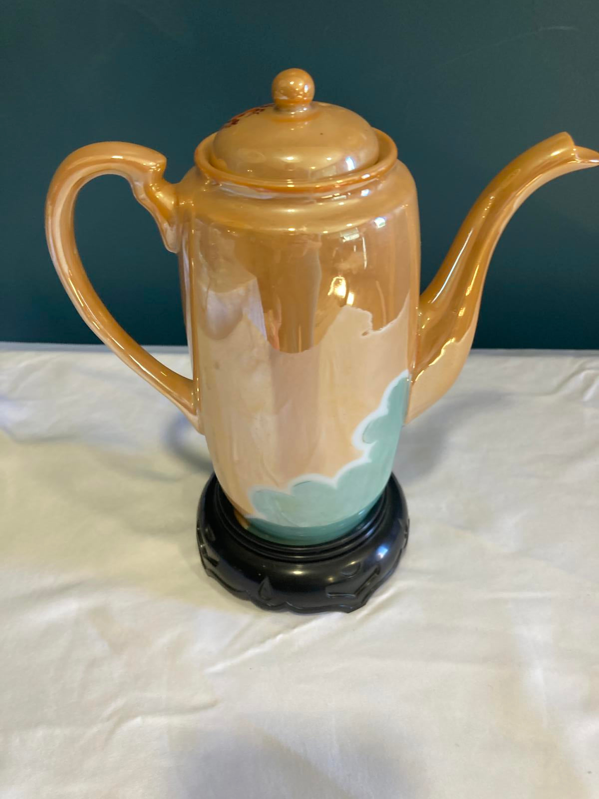 Vintage Hand Painted Porcelain Japanese Teapot with Swallow Birds