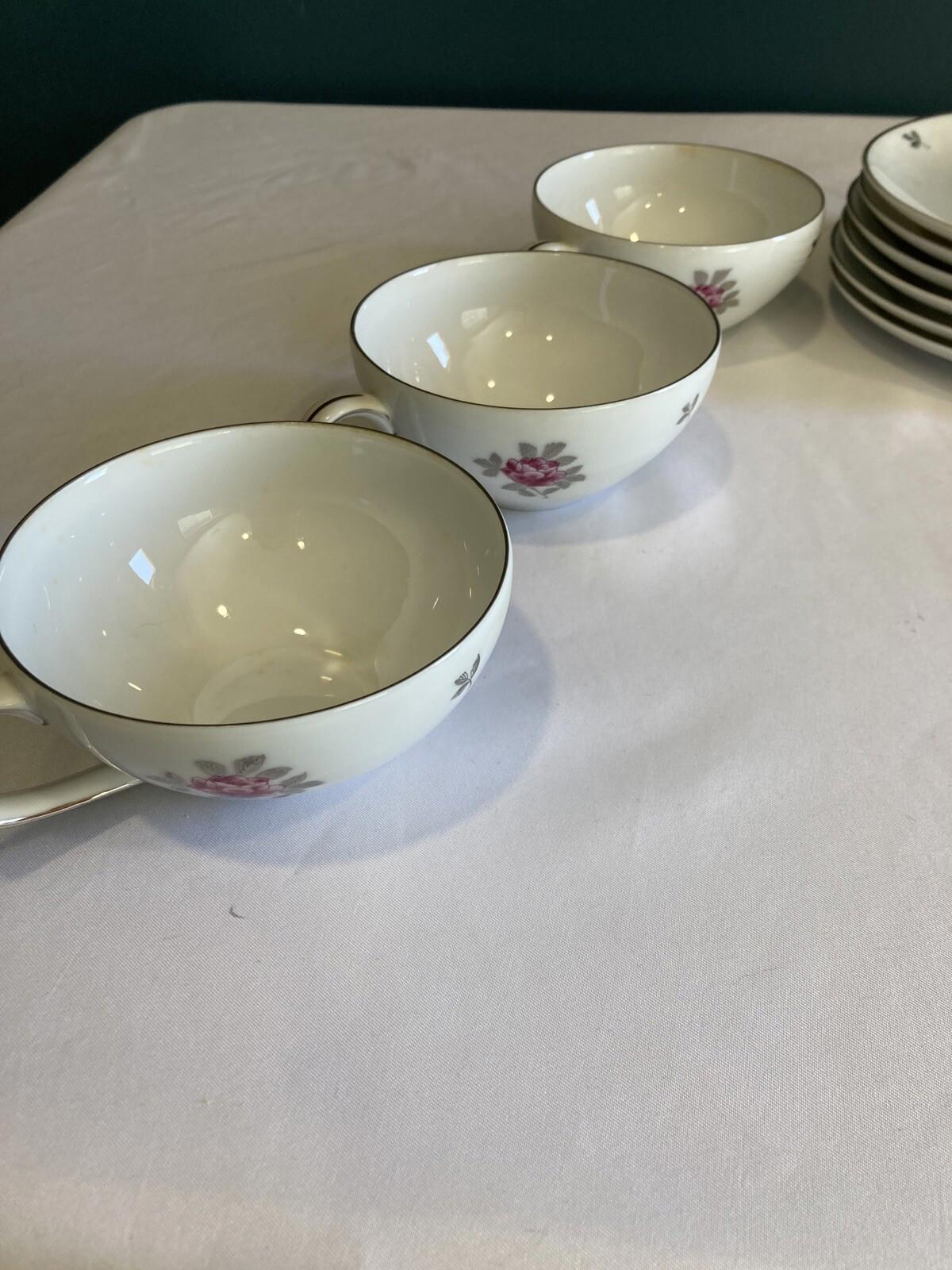 6 Vintage Fukagawa Arita 920 Pink Flower Cup & Saucer Set Hand-Painted Japan