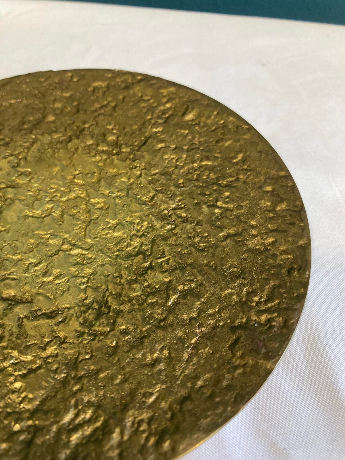 Vintage Textured Brass Round Trinket Dish