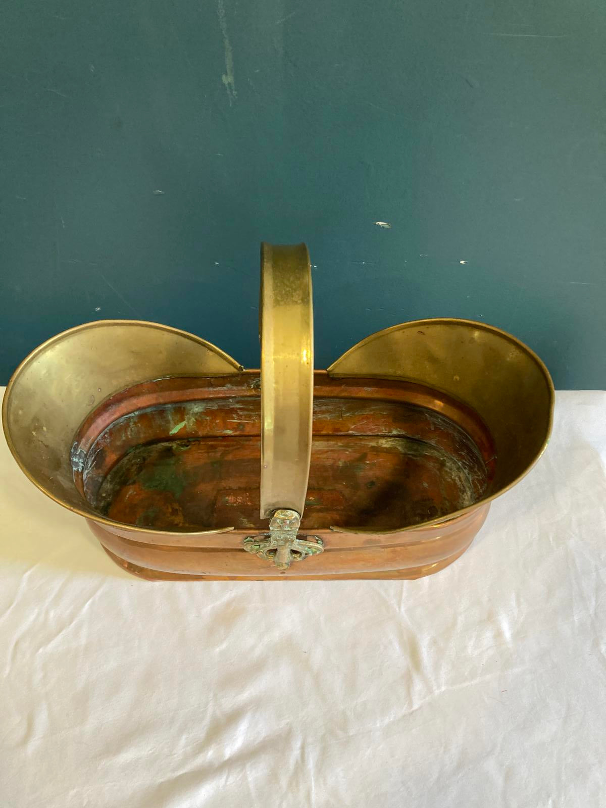 Vintage Brass & Copper Basket with Handle – Rustic Vintage Finds